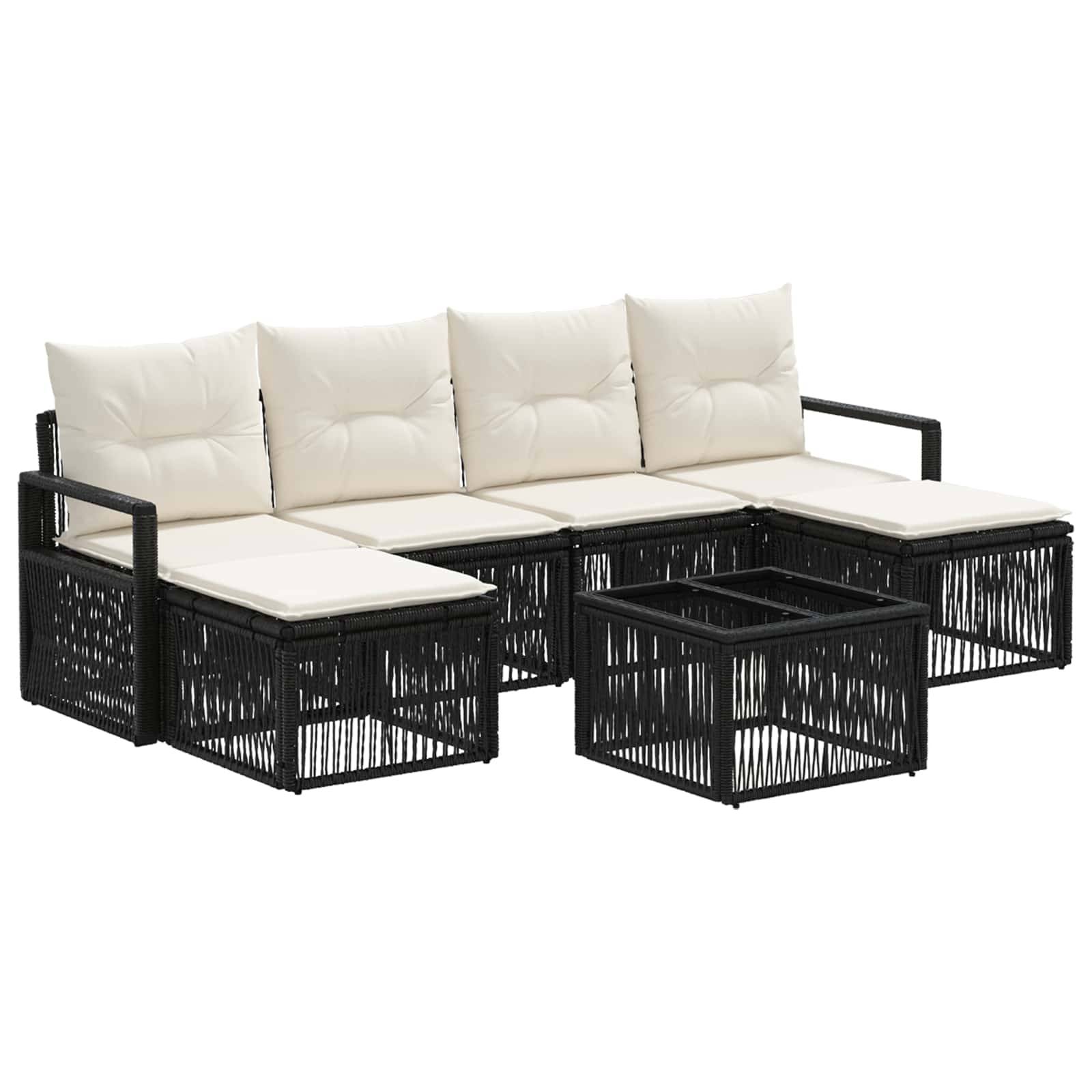 vidaXL Gartensofa-set 7 pcs Schwarz Poly-Rattan
