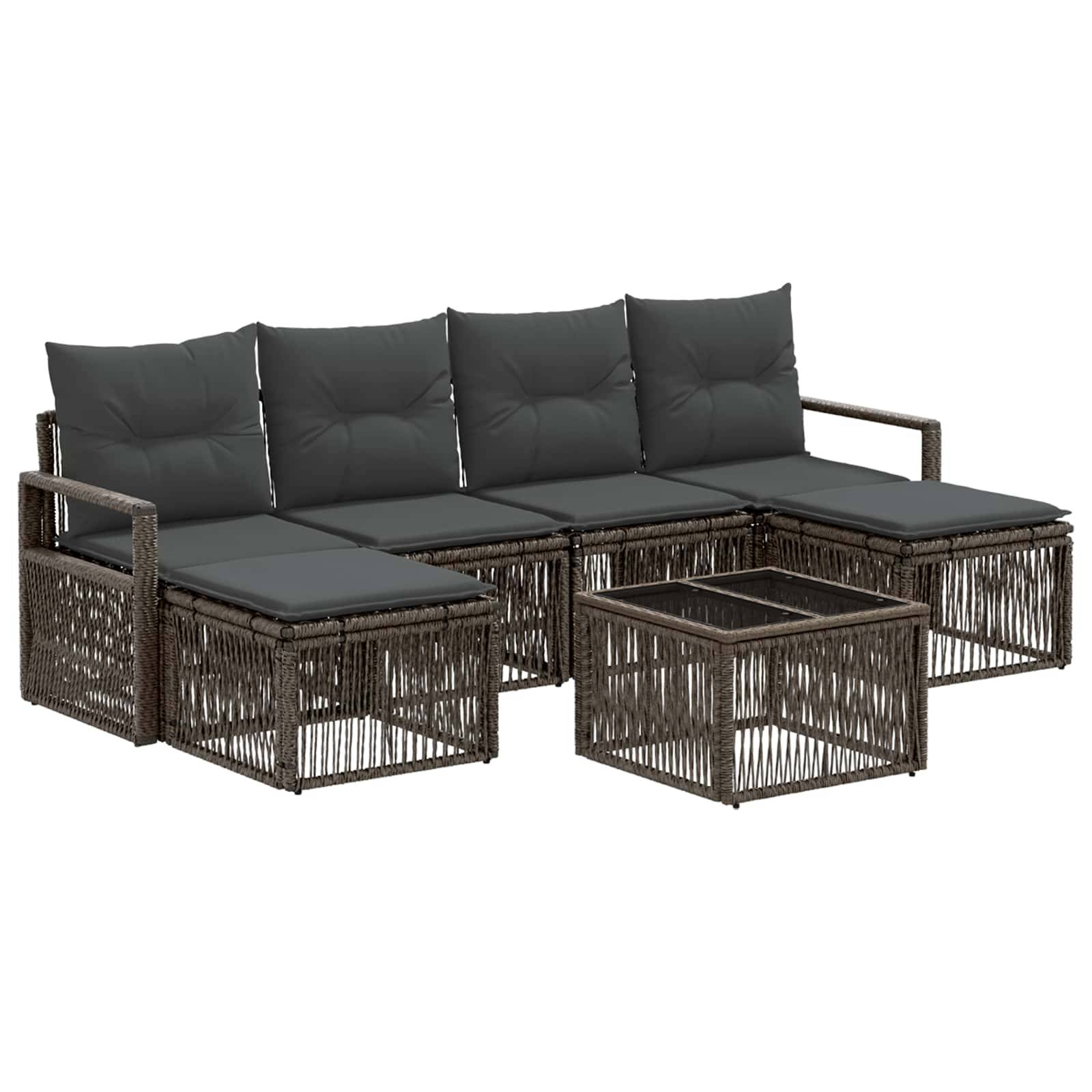 vidaXL Gartensofa-set 7 pcs Grau Poly-Rattan