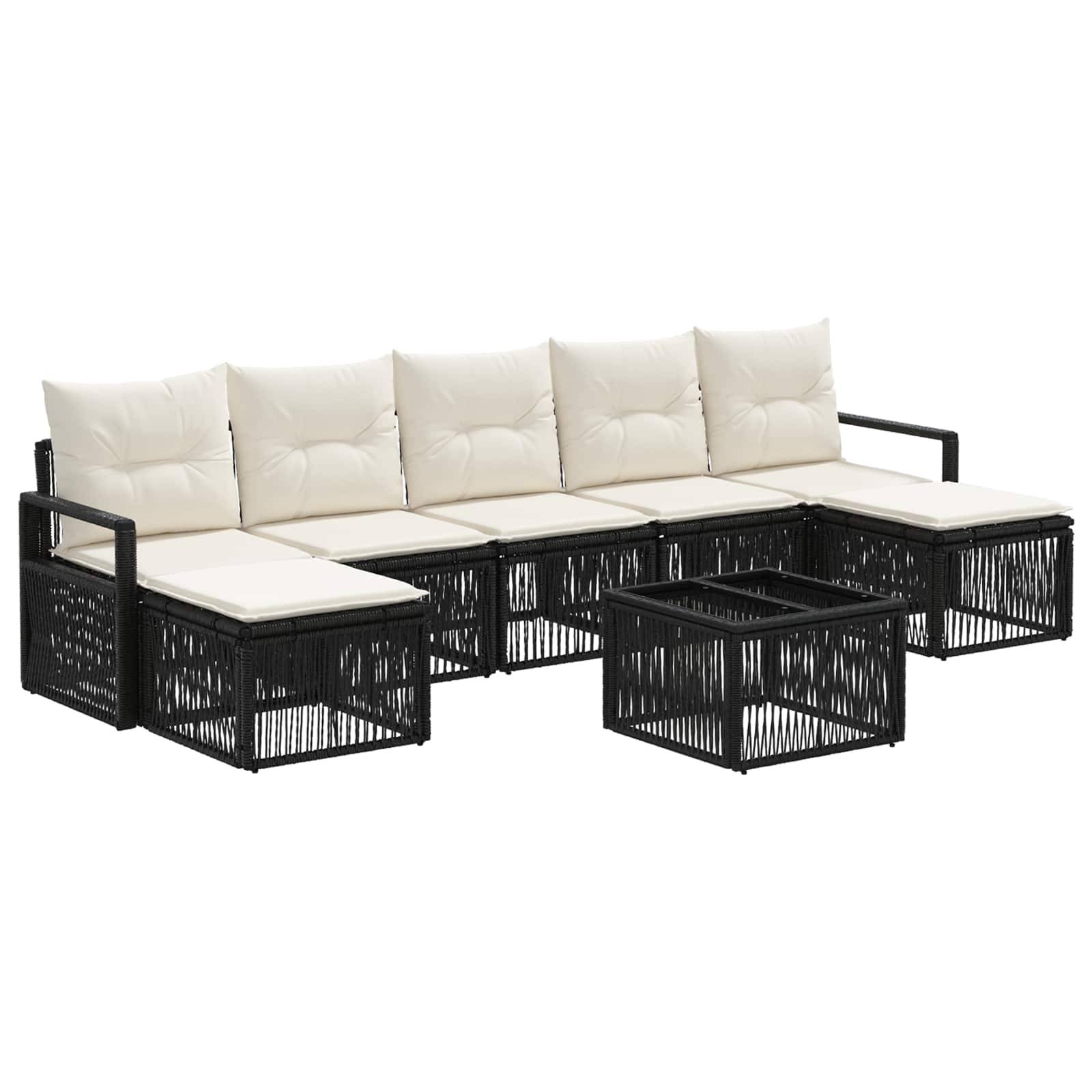 vidaXL Gartensofa-set 8 pcs Schwarz Poly-Rattan