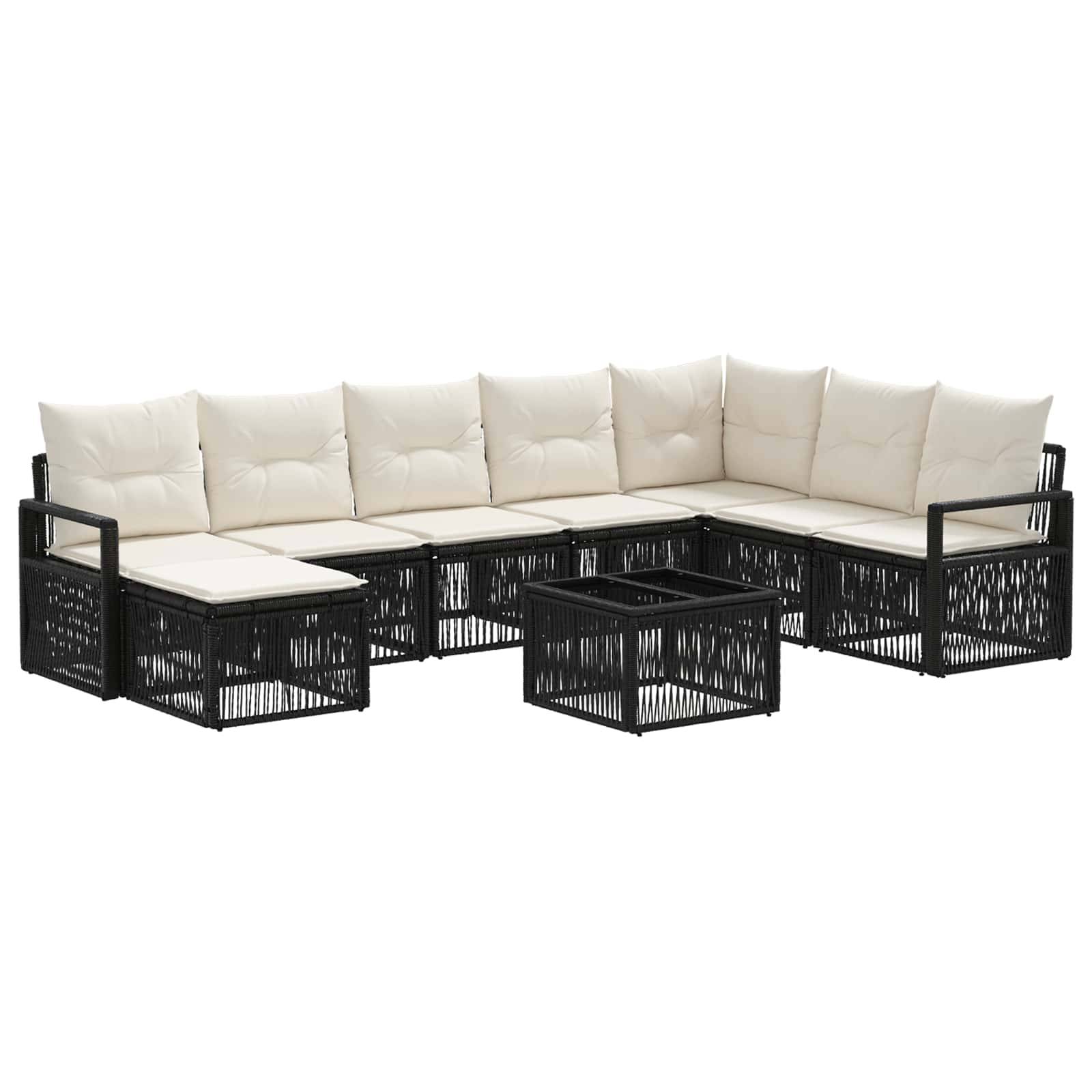 vidaXL Gartensofa-set 9 pcs Schwarz Poly-Rattan