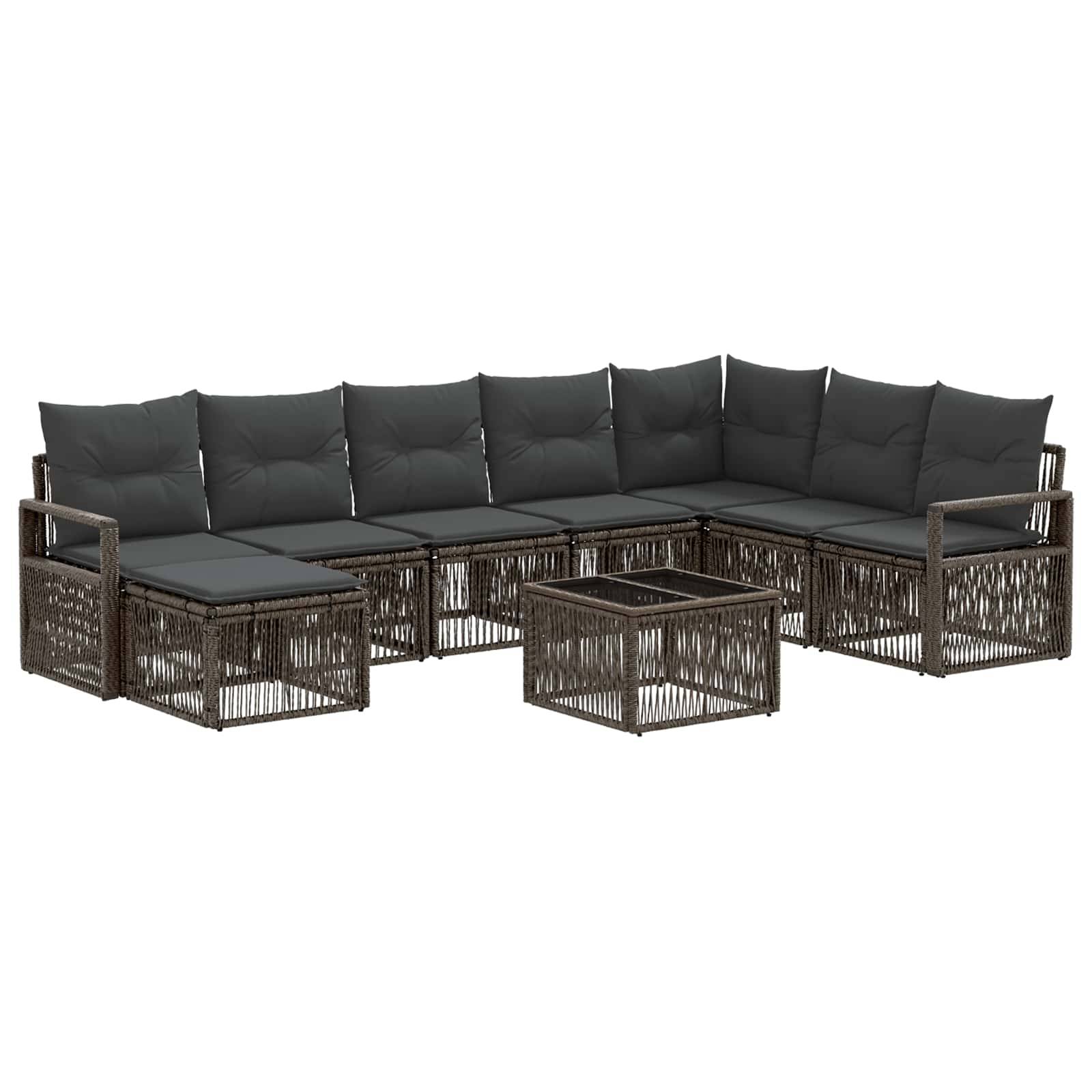 vidaXL Gartensofa-set 9 pcs Grau Poly-Rattan