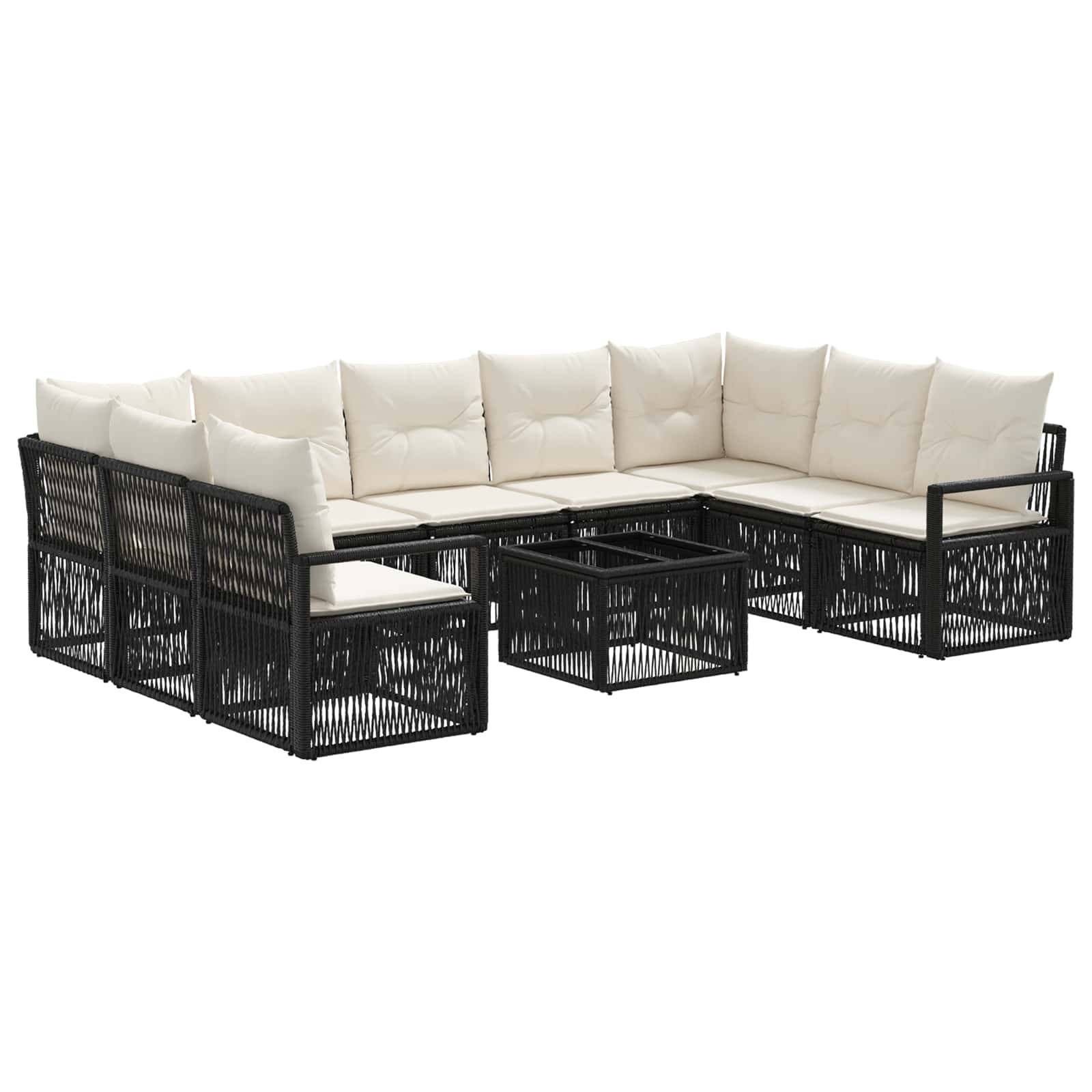 vidaXL Gartensofa-set 10 pcs Schwarz Poly-Rattan