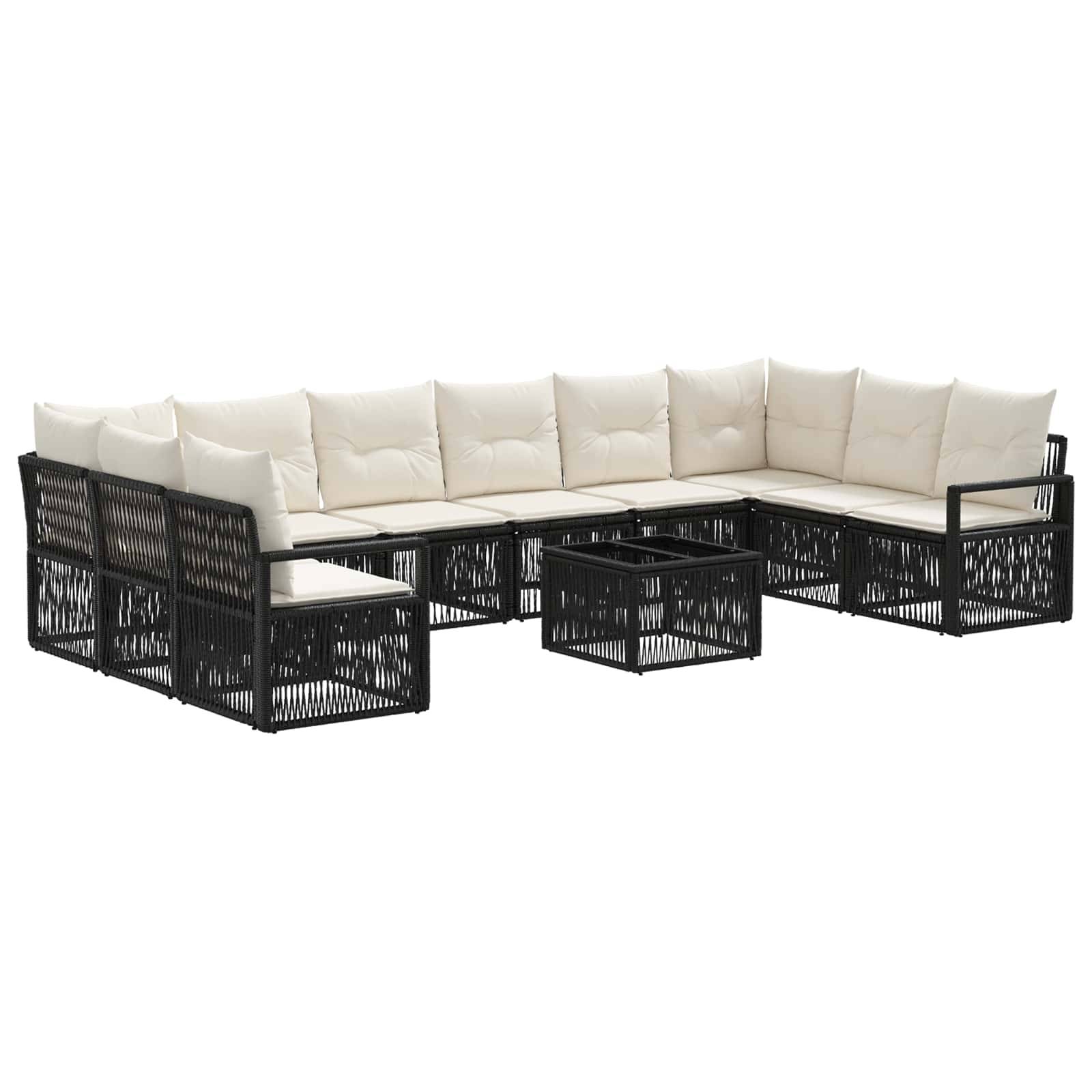 vidaXL Gartensofa-set 11 pcs Schwarz Poly-Rattan