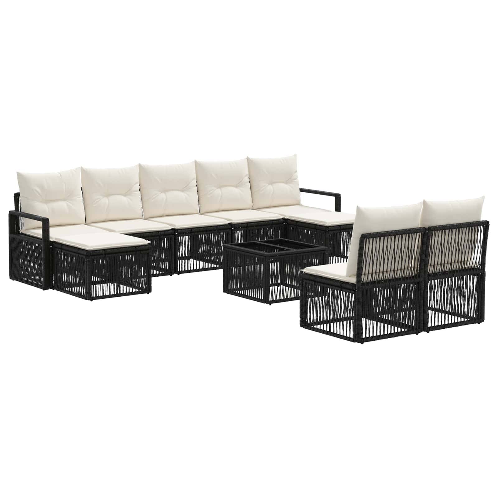 vidaXL Gartensofa-set 10 pcs Schwarz Poly-Rattan