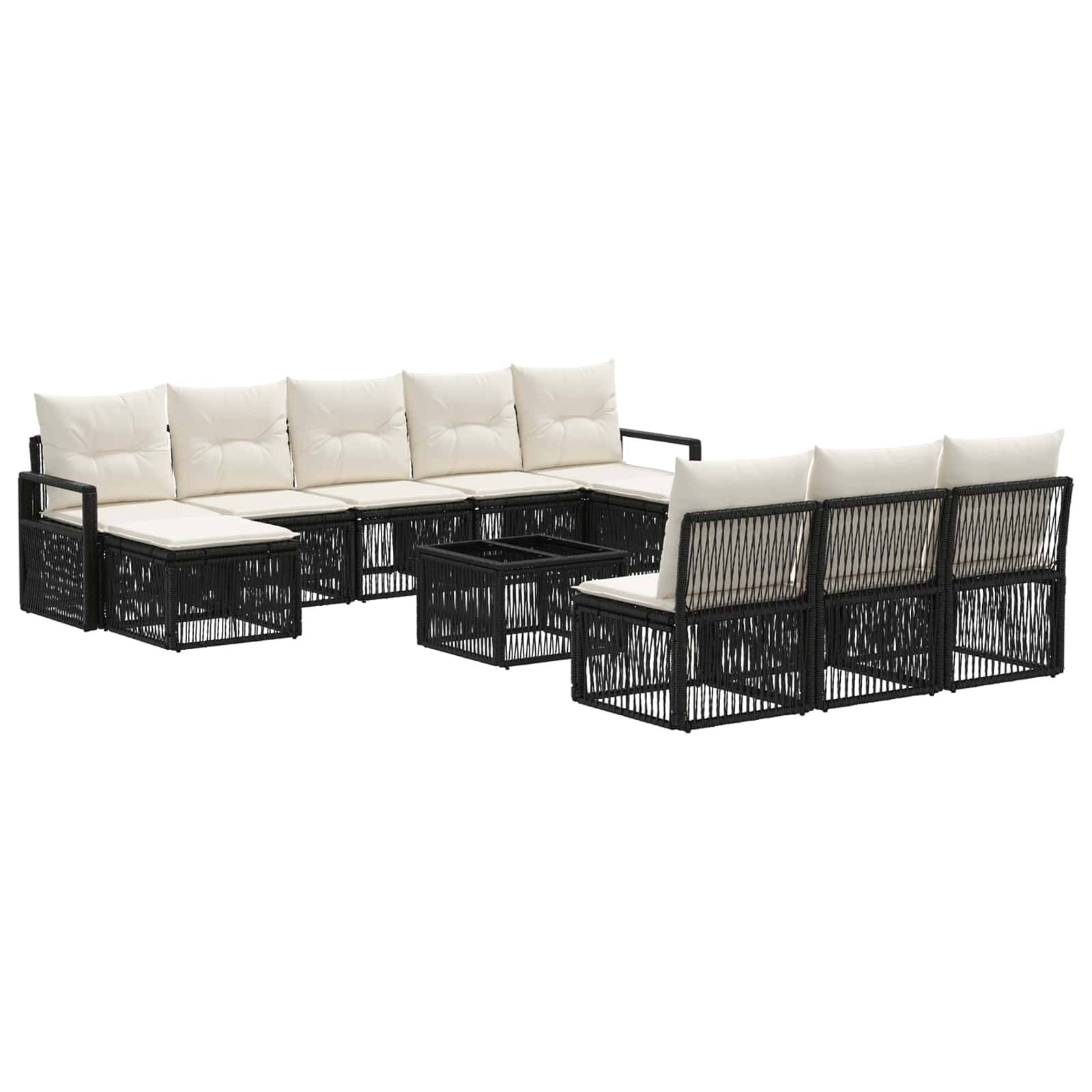 vidaXL Gartensofa-set 11 pcs Schwarz Poly-Rattan