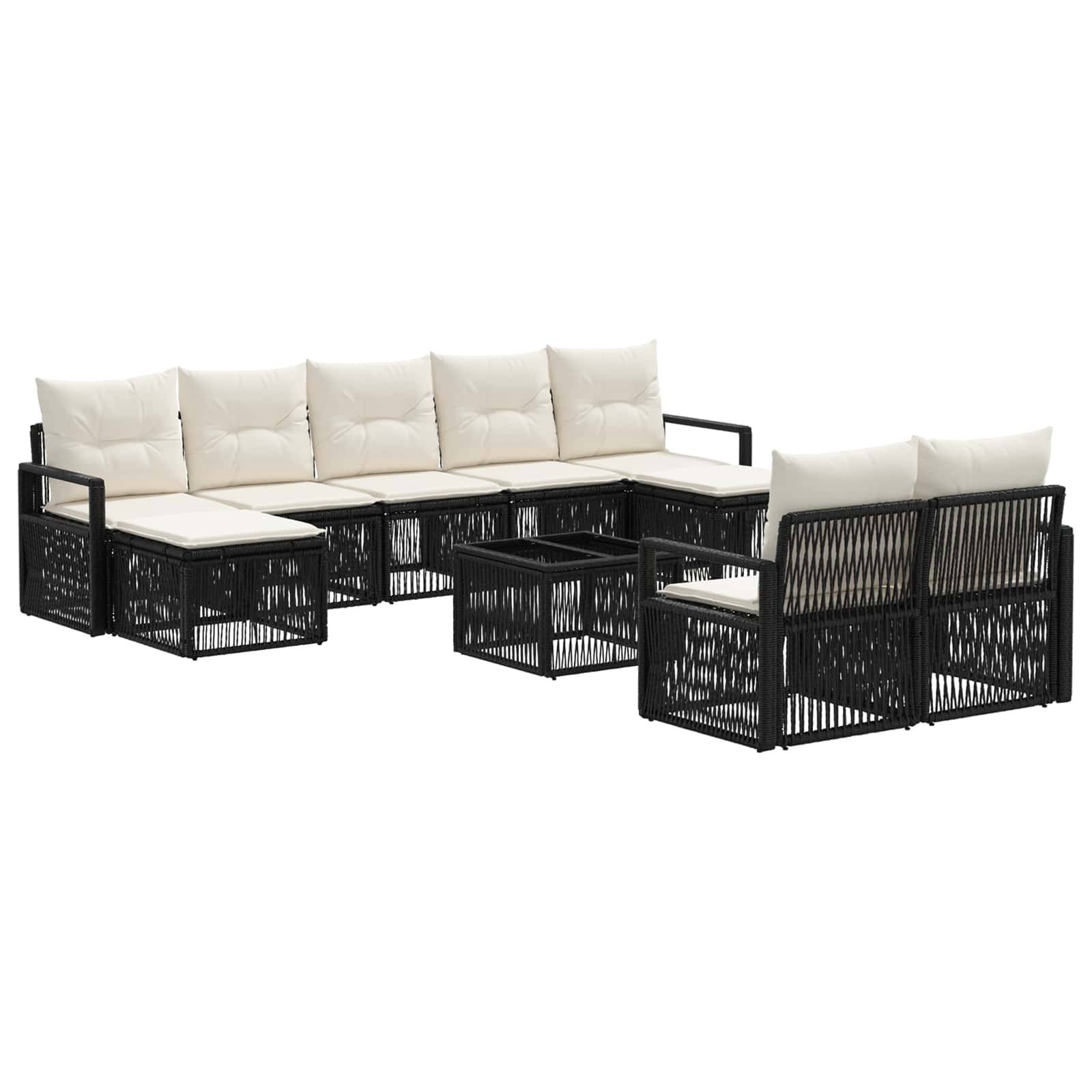 vidaXL Gartensofa-set 10 pcs Schwarz Poly-Rattan