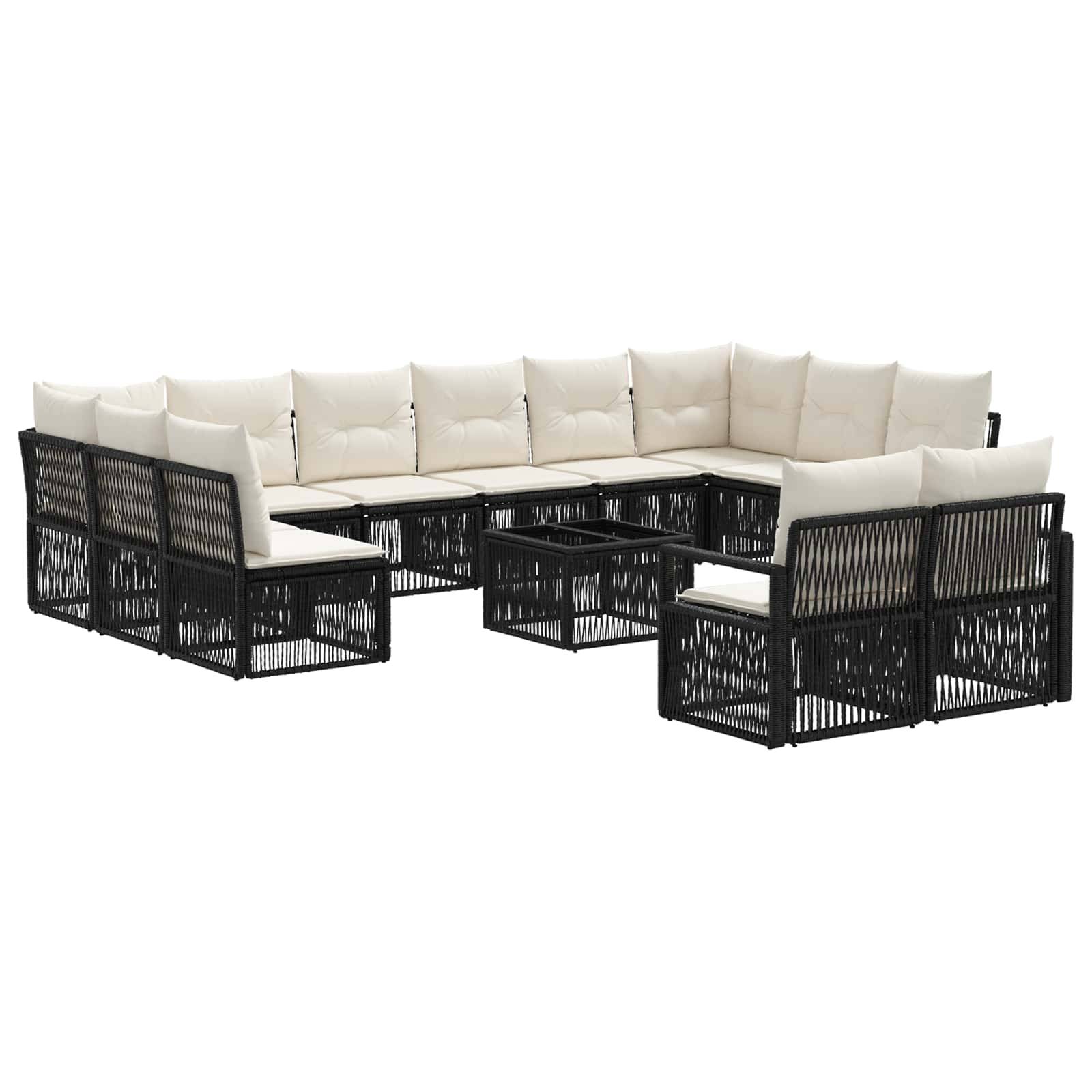 vidaXL Gartensofa-set 13 pcs Schwarz Poly-Rattan