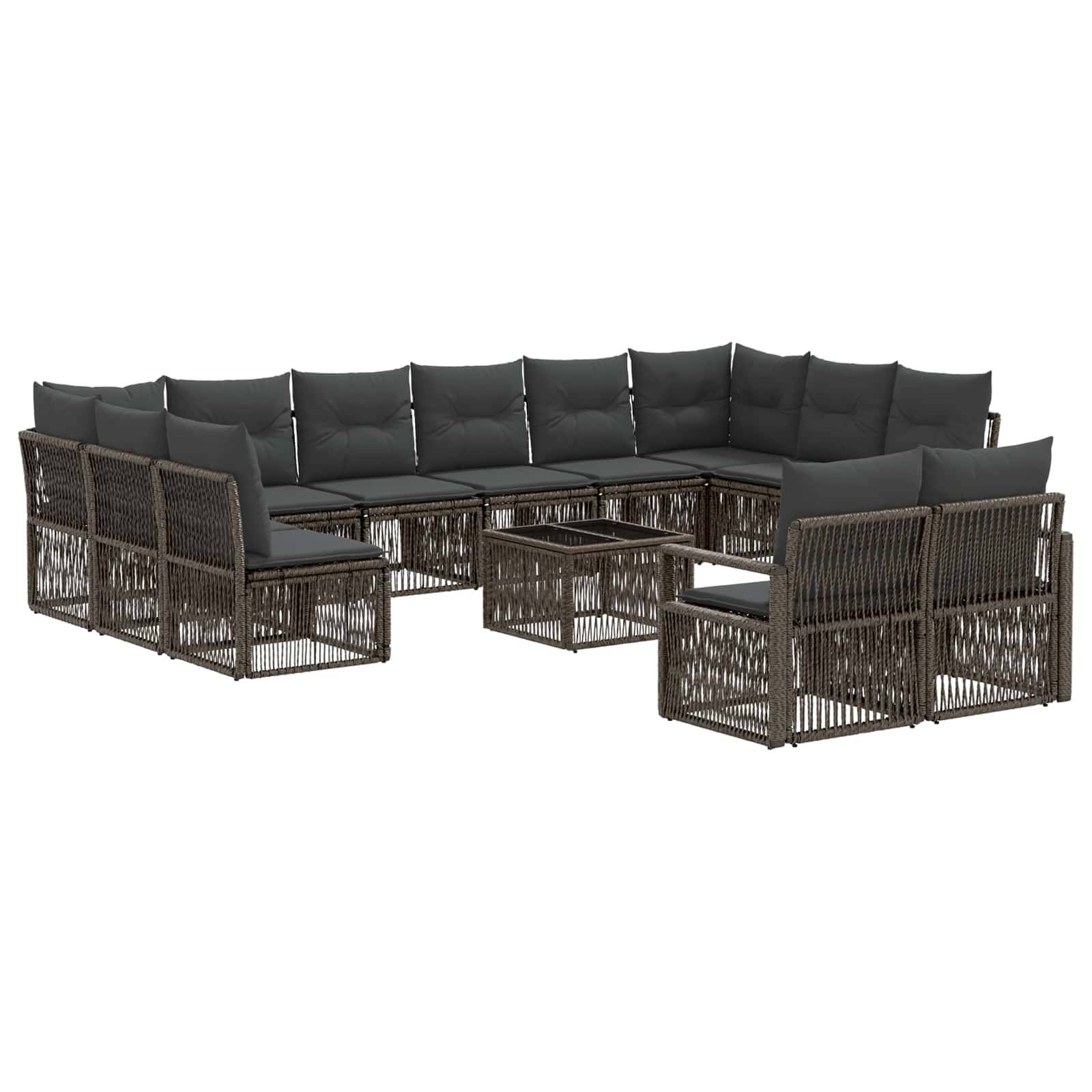 vidaXL Gartensofa-set 13 pcs Grau Poly-Rattan