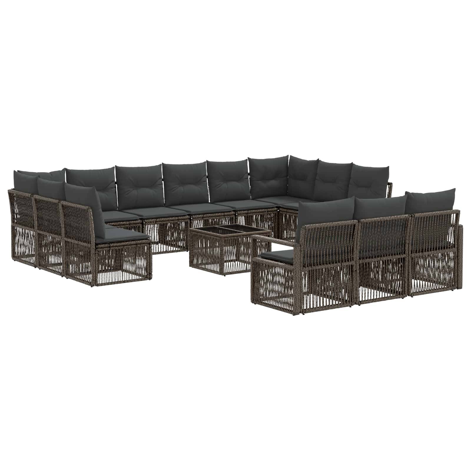 vidaXL Gartensofa-set 14 pcs Grau Poly-Rattan