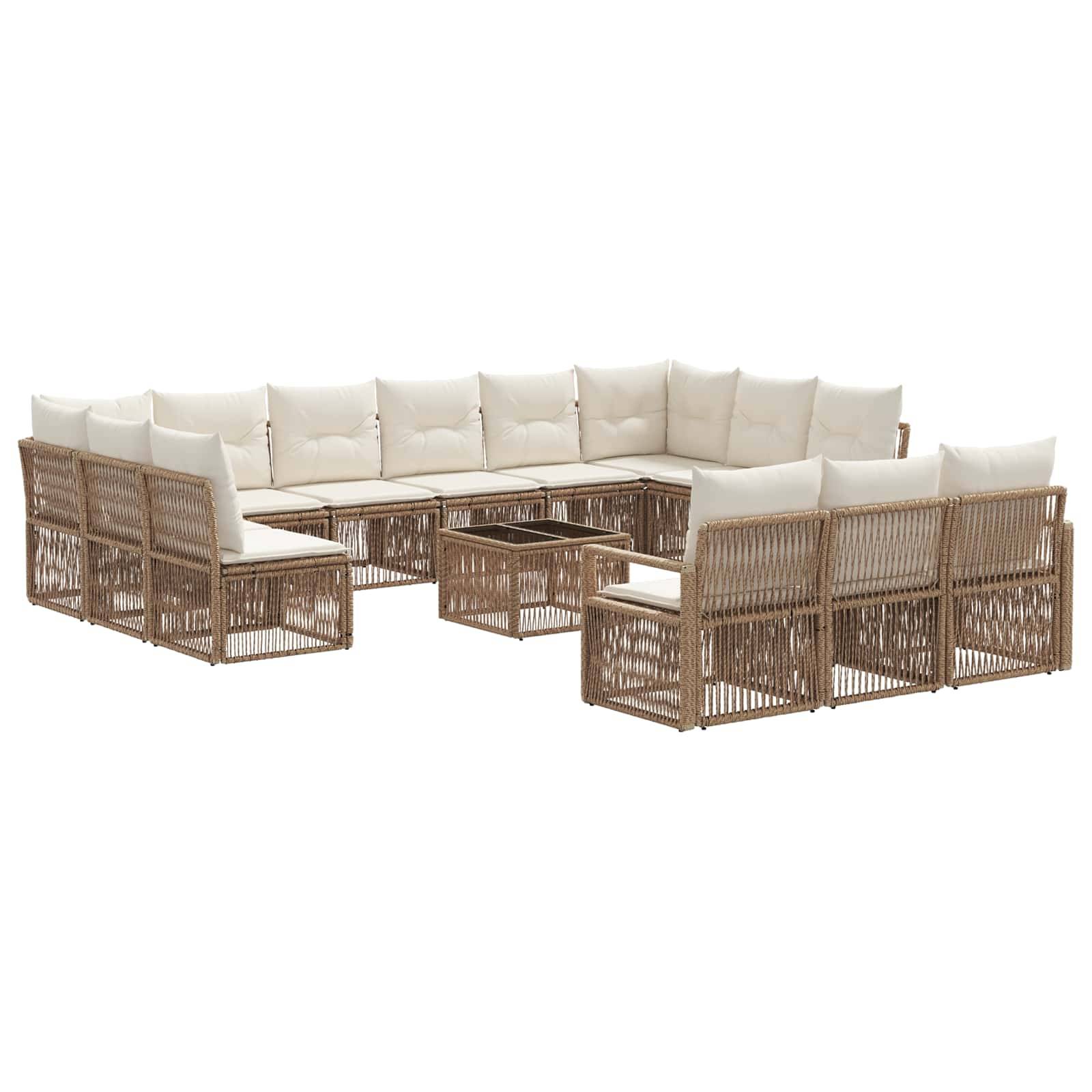 vidaXL Gartensofa-set 14 pcs Beige Poly-Rattan