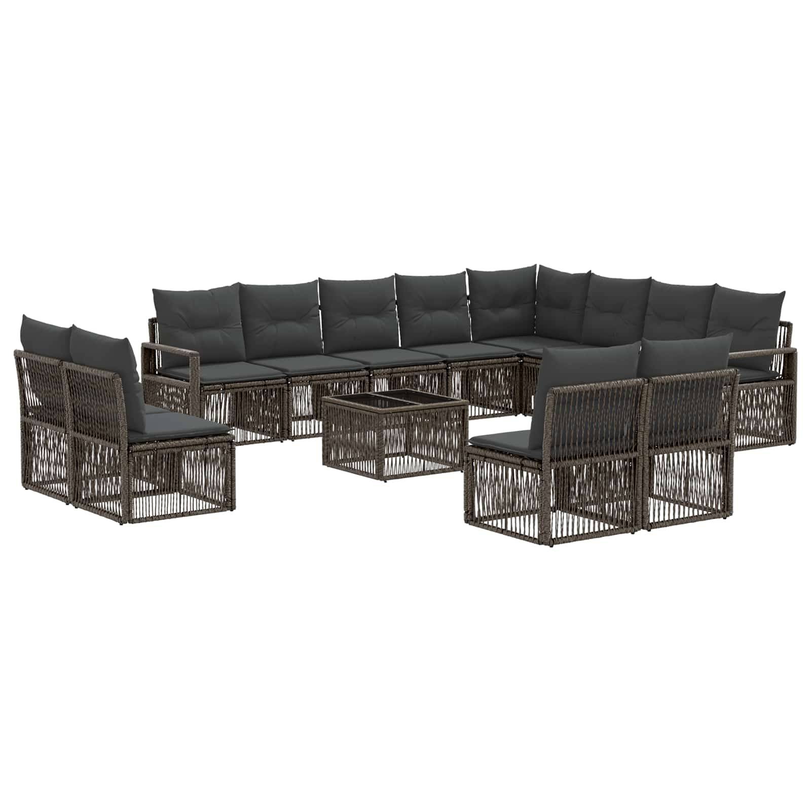 vidaXL Gartensofa-set 13 pcs Grau Poly-Rattan
