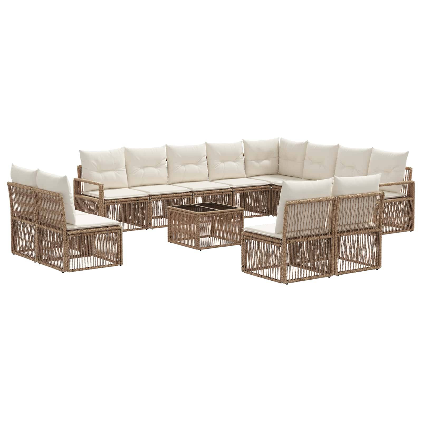 vidaXL Gartensofa-set 13 pcs Beige Poly-Rattan