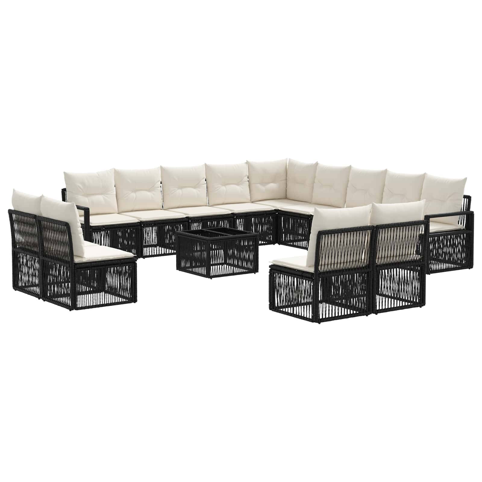 vidaXL Gartensofa-set 14 pcs Schwarz Poly-Rattan