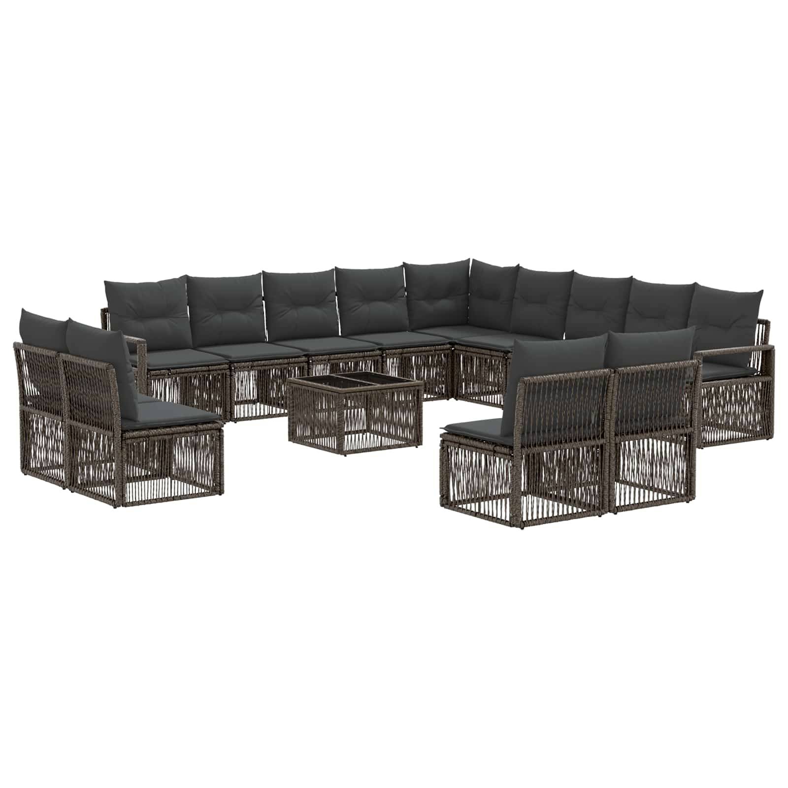vidaXL Gartensofa-set 14 pcs Grau Poly-Rattan