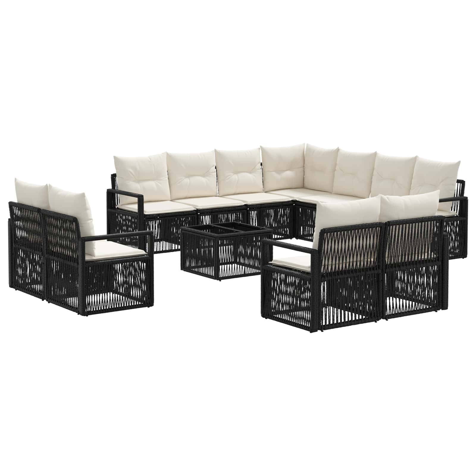 vidaXL Gartensofa-set 12 pcs Schwarz Poly-Rattan