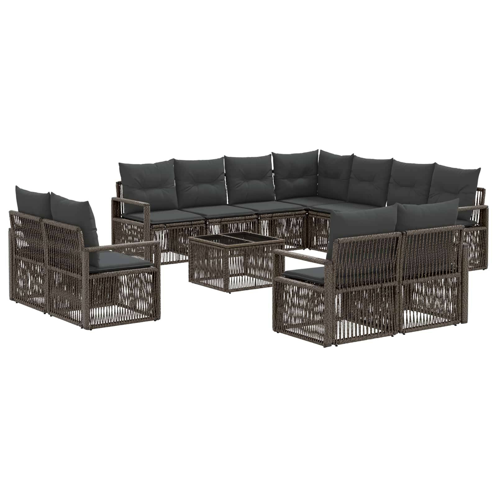 vidaXL Gartensofa-set 12 pcs Grau Poly-Rattan
