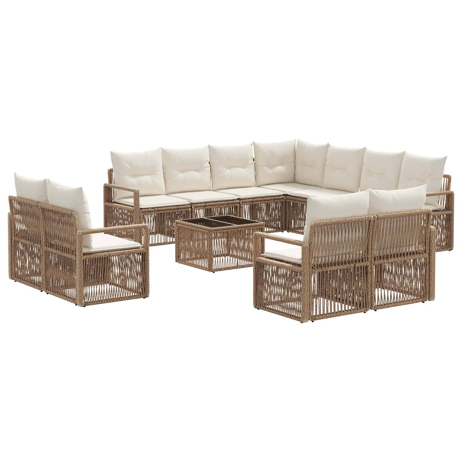 vidaXL Gartensofa-set 12 pcs Beige Poly-Rattan