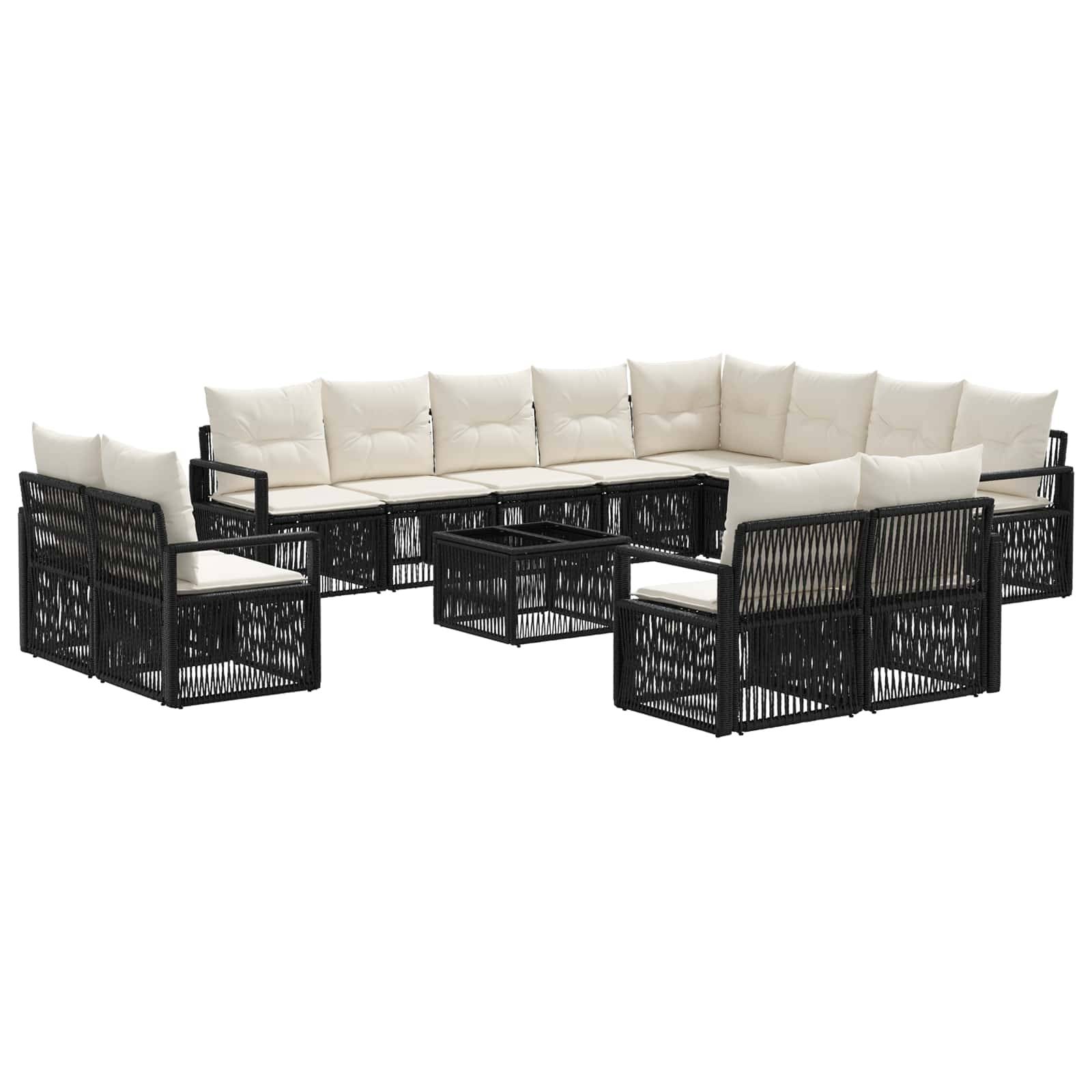 vidaXL Gartensofa-set 13 pcs Schwarz Poly-Rattan
