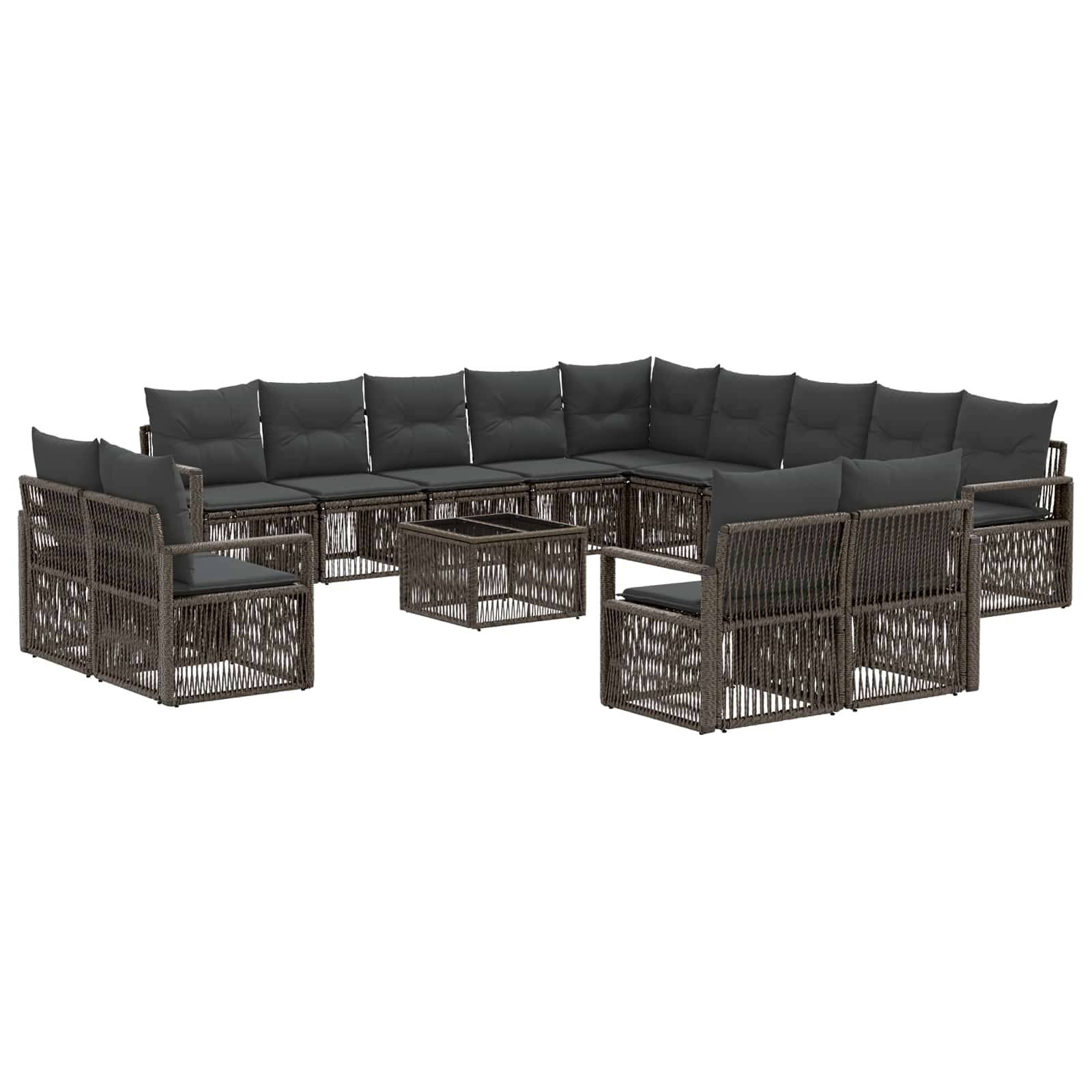 vidaXL Gartensofa-set 14 pcs Grau Poly-Rattan