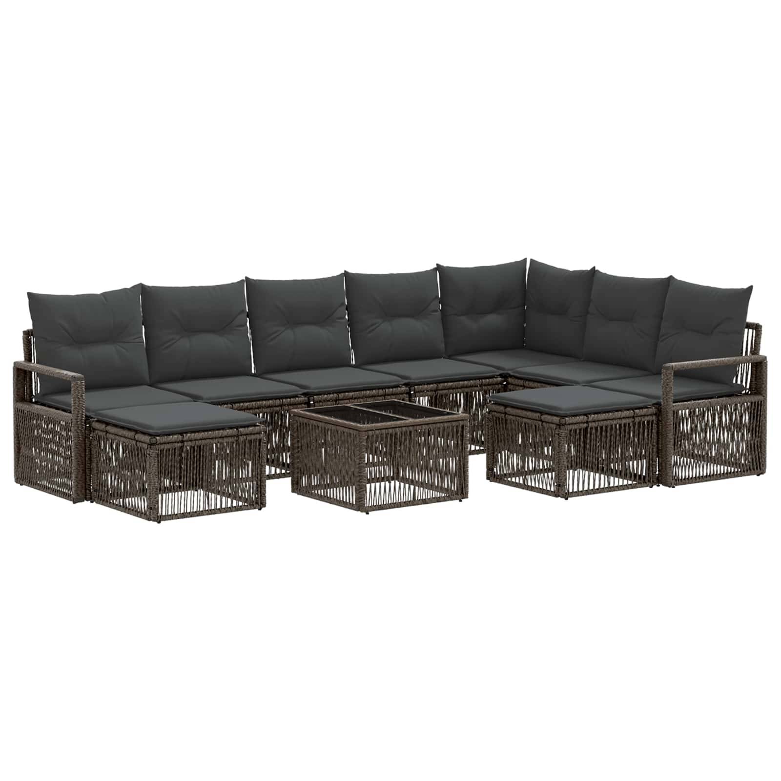 vidaXL Gartensofa-set 10 pcs Grau Poly-Rattan