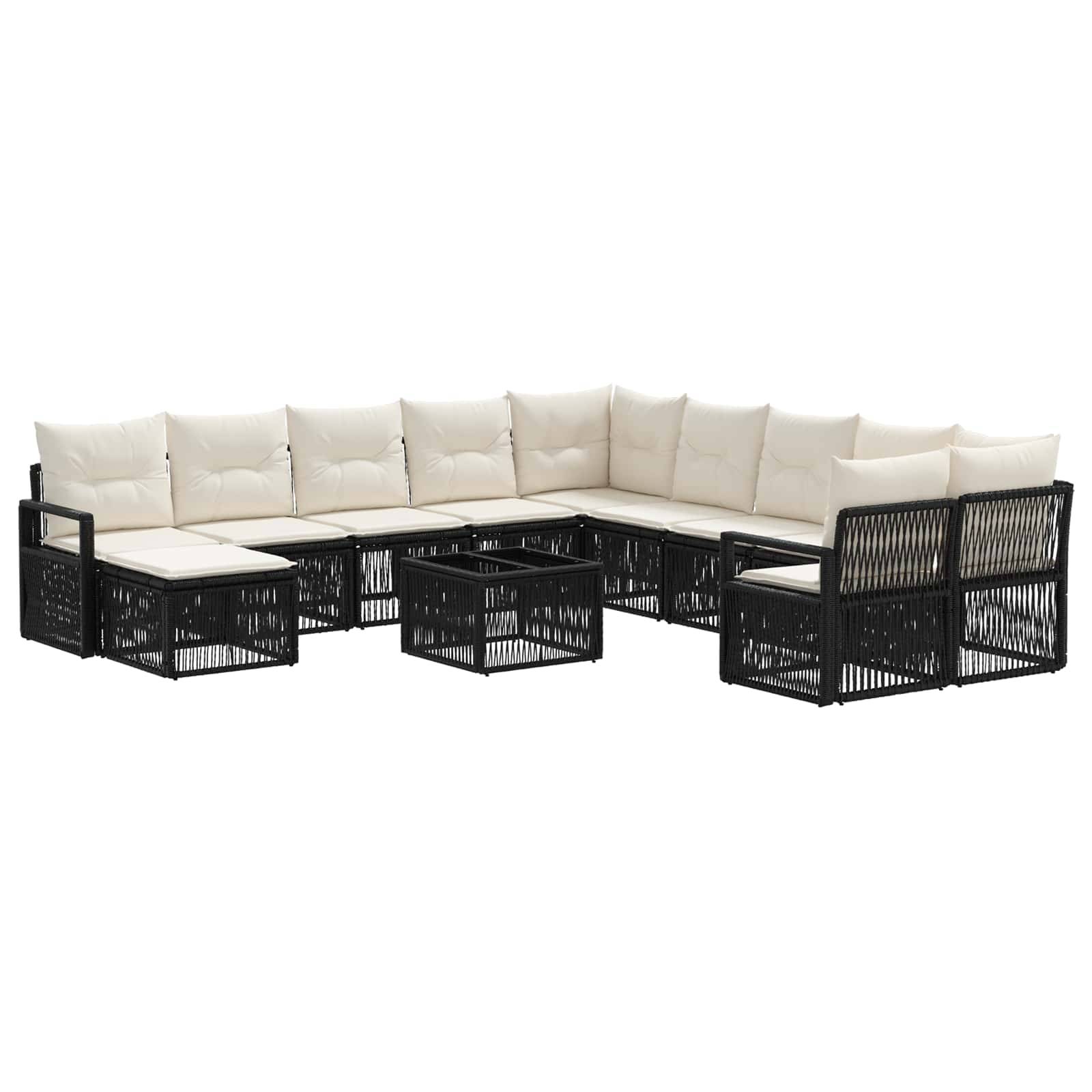 vidaXL Gartensofa-set 12 pcs Schwarz Poly-Rattan