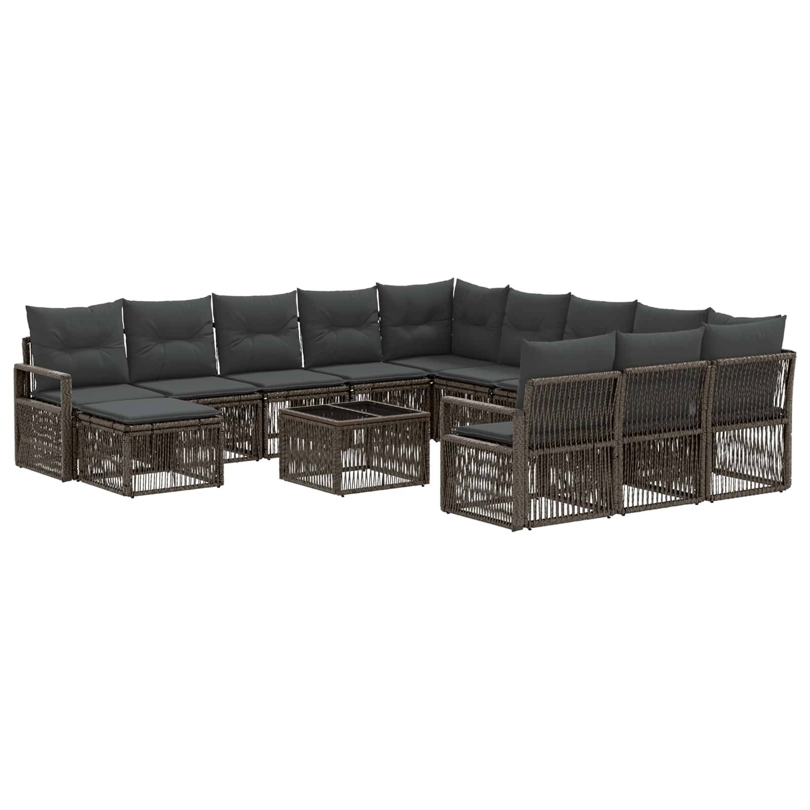 vidaXL Gartensofa-set 13 pcs Grau Poly-Rattan