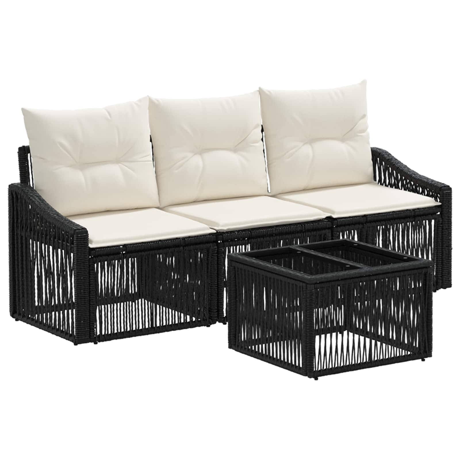 vidaXL Gartensofa-set 4 pcs Schwarz Poly-Rattan
