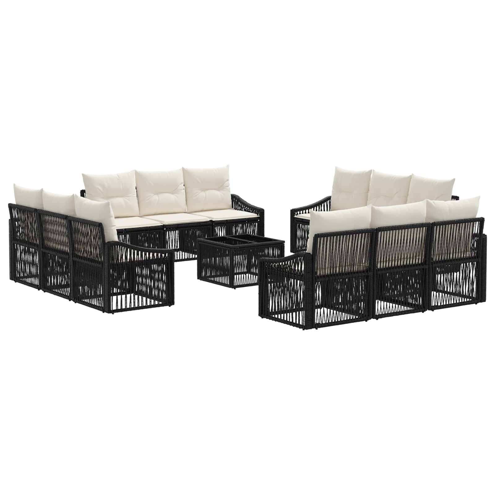 vidaXL Gartensofa-set 13 pcs Schwarz Poly-Rattan