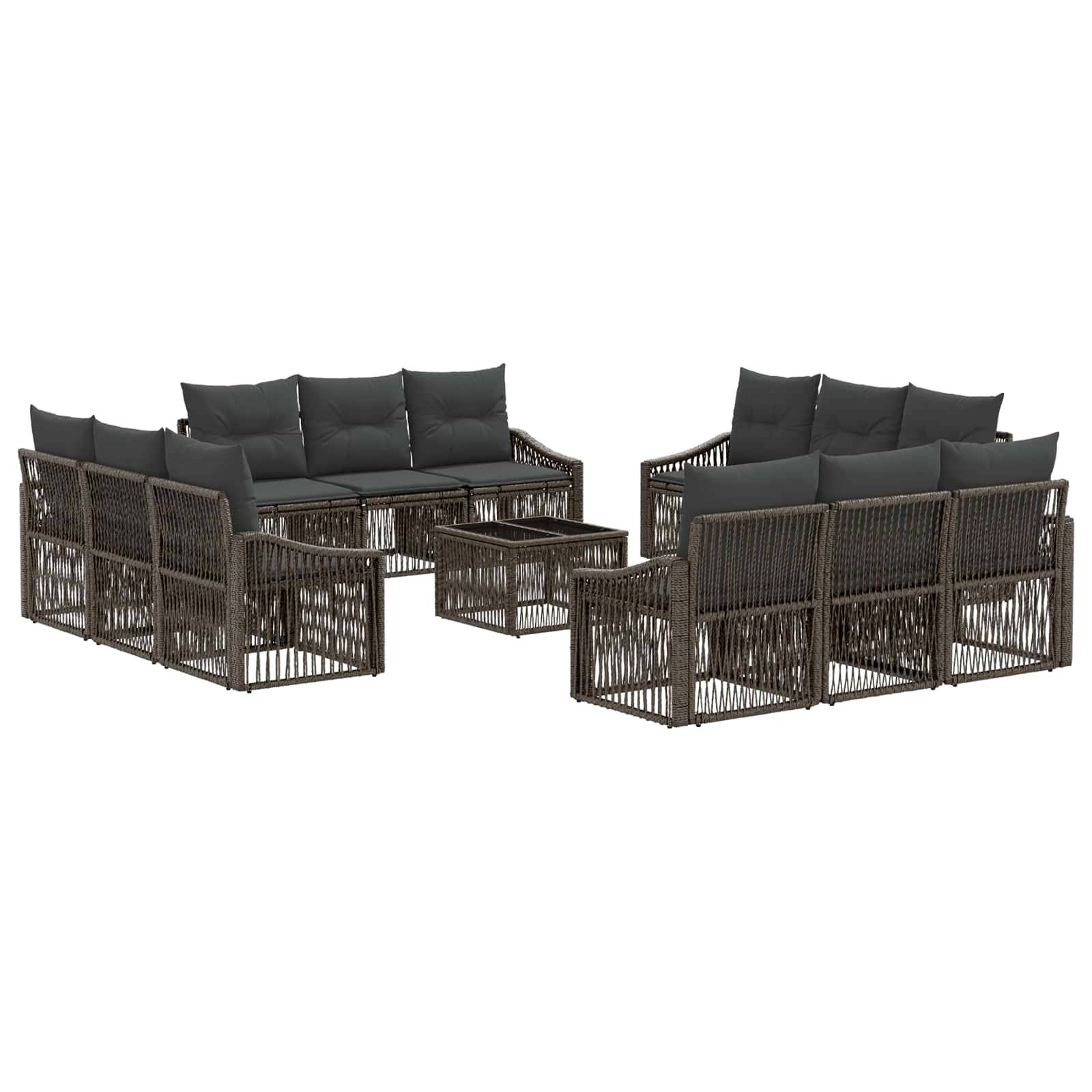 vidaXL Gartensofa-set 13 pcs Grau Poly-Rattan