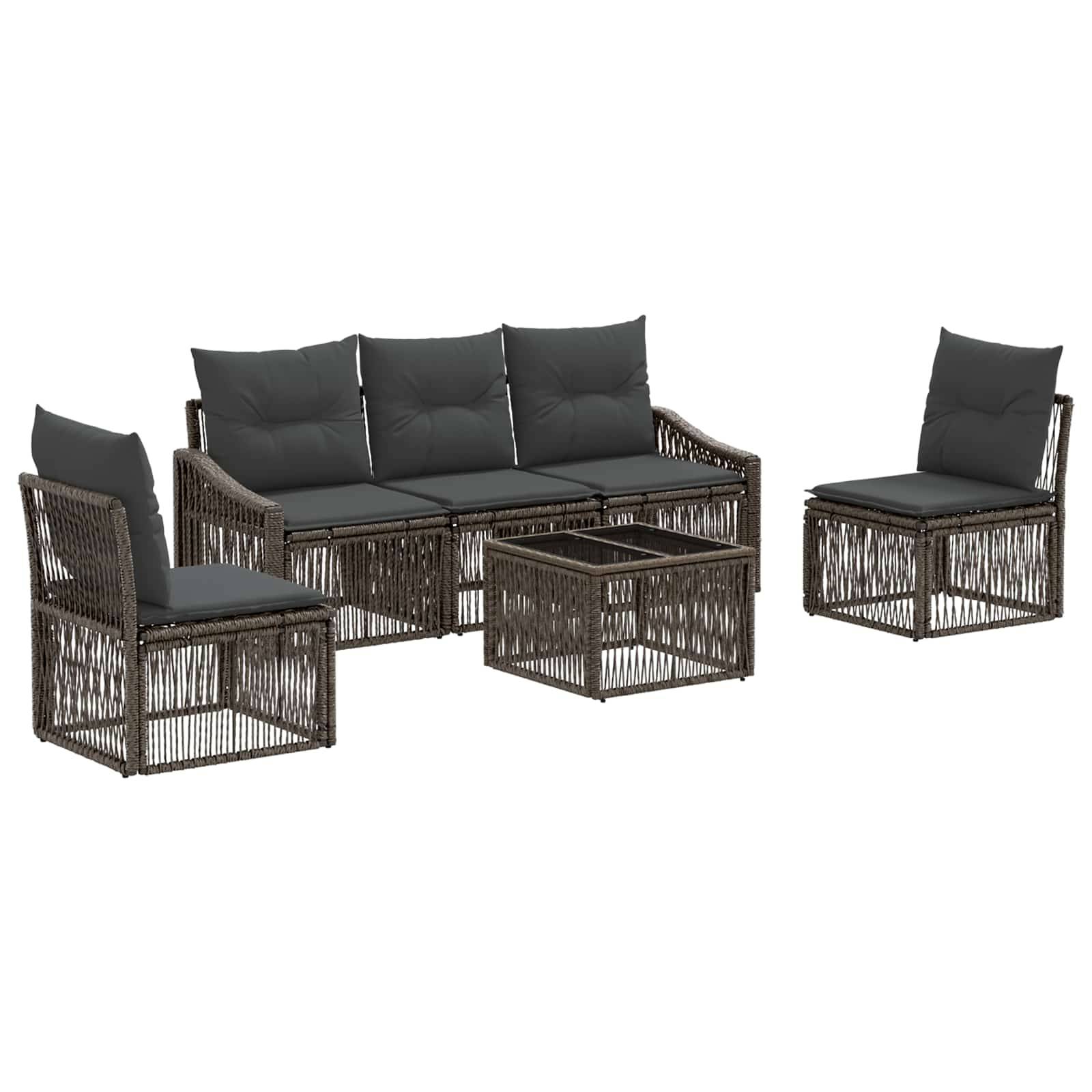 vidaXL Gartensofa-set 6 pcs Grau Poly-Rattan