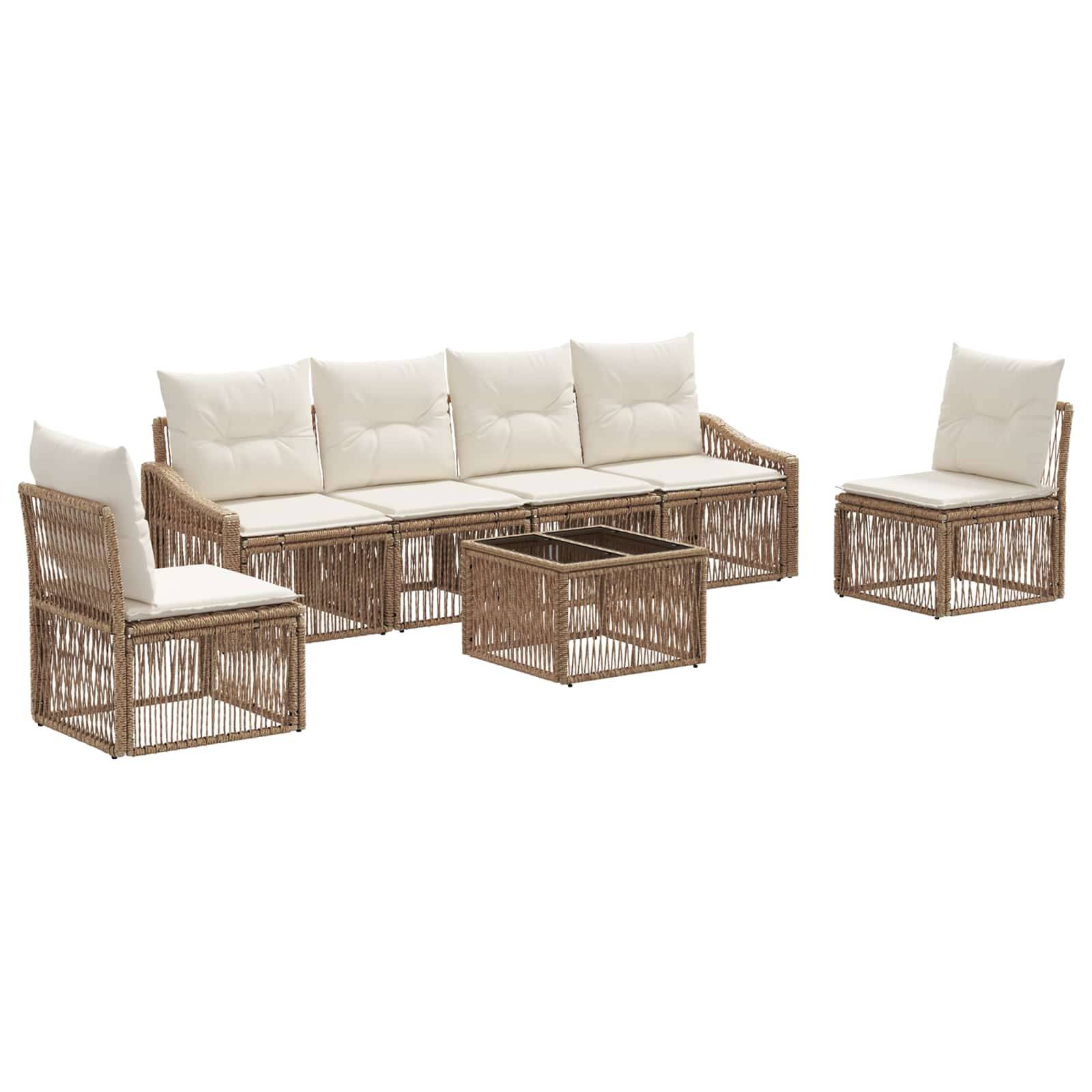 vidaXL Gartensofa-set 7 pcs Beige Poly-Rattan