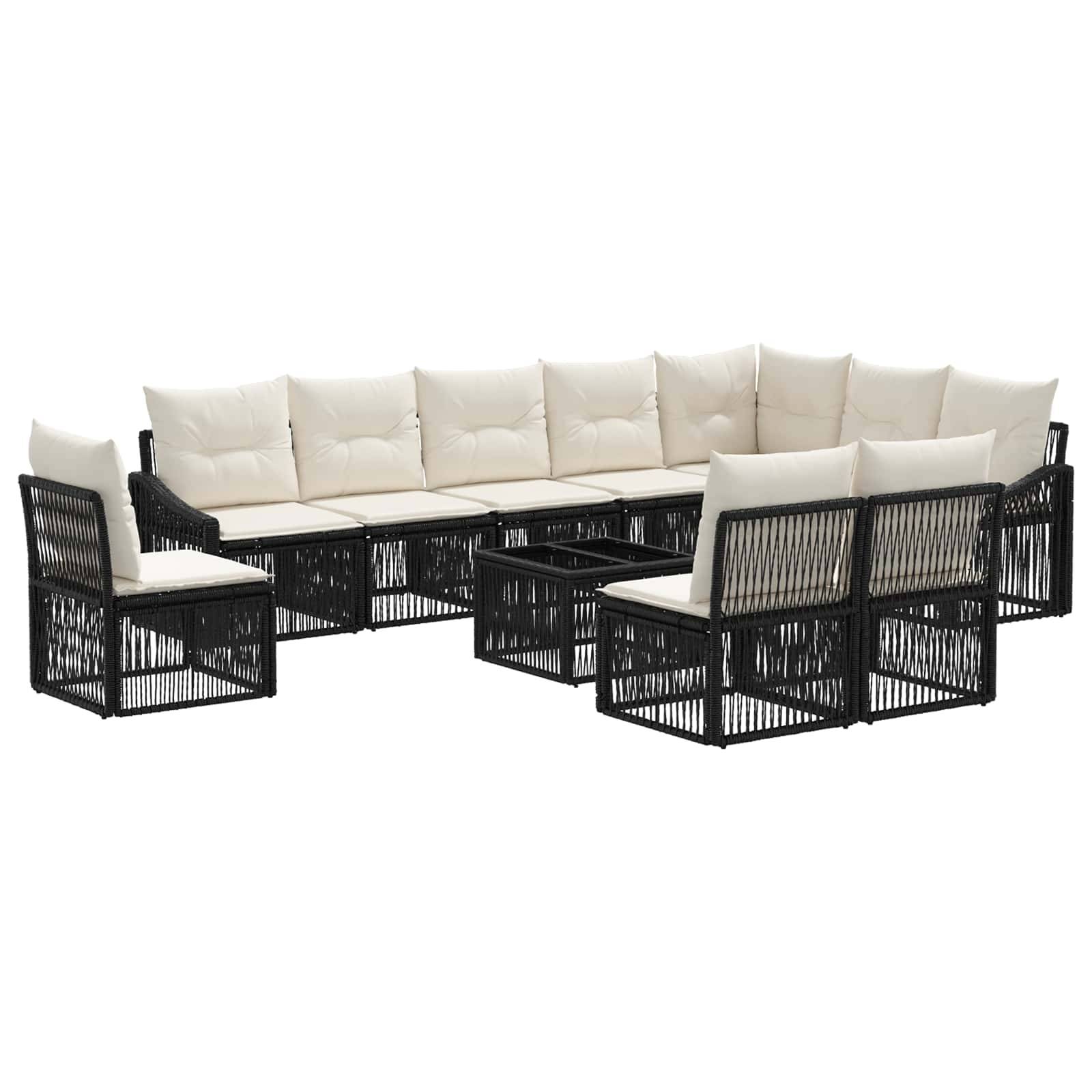 vidaXL Gartensofa-set Verstellbar 11 pcs Schwarz Poly-Rattan