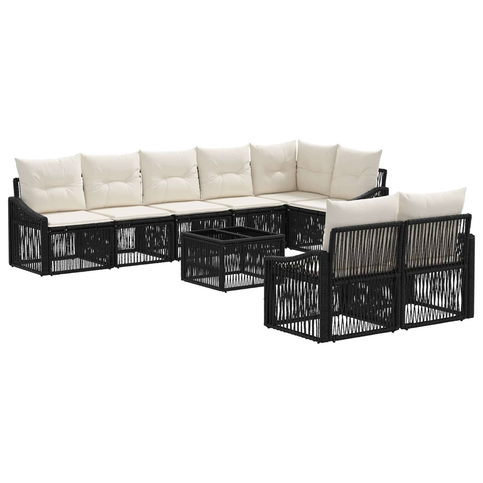 vidaXL Gartensofa-set Verstellbar 9 pcs Schwarz Poly-Rattan