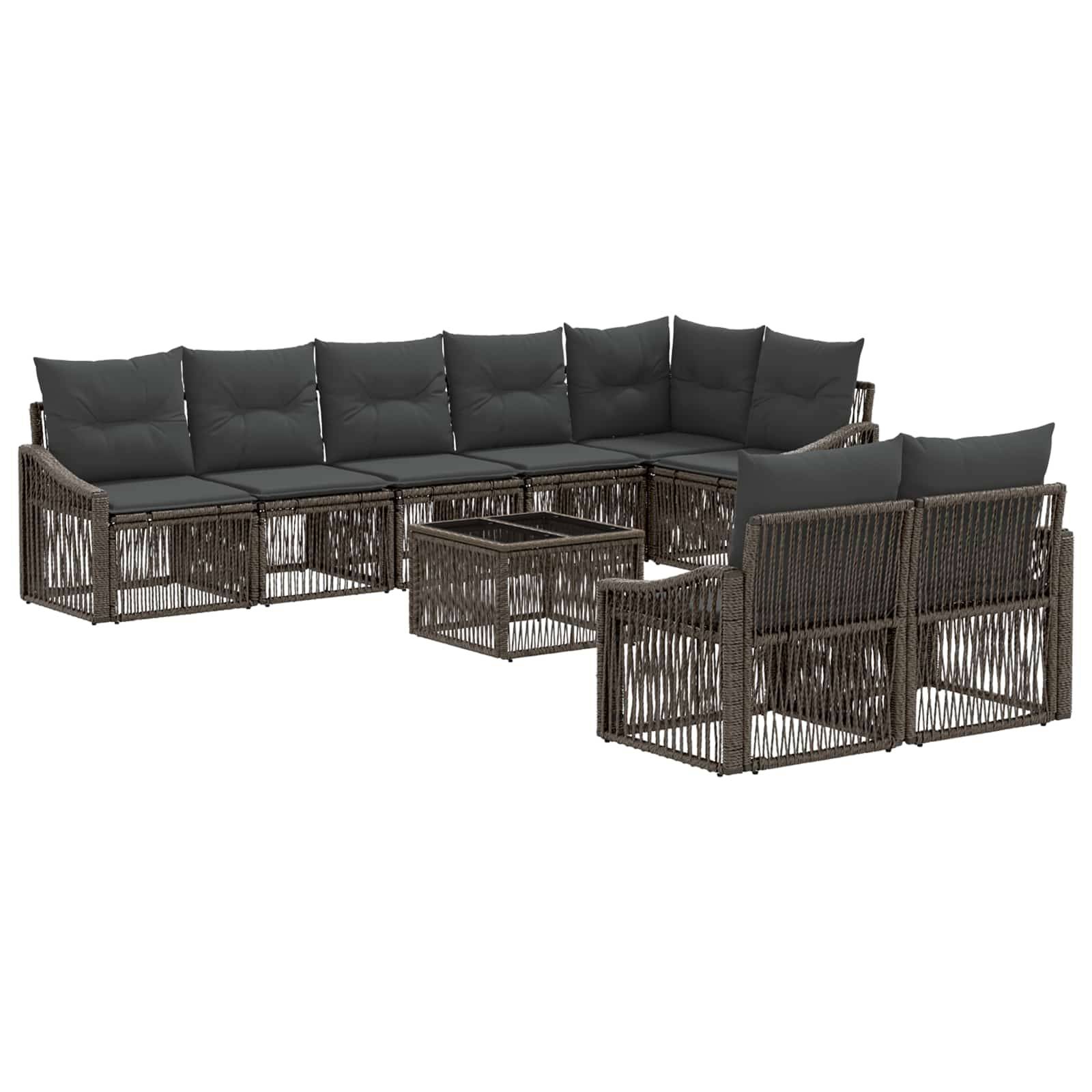 vidaXL Gartensofa-set Verstellbar 9 pcs Grau Poly-Rattan