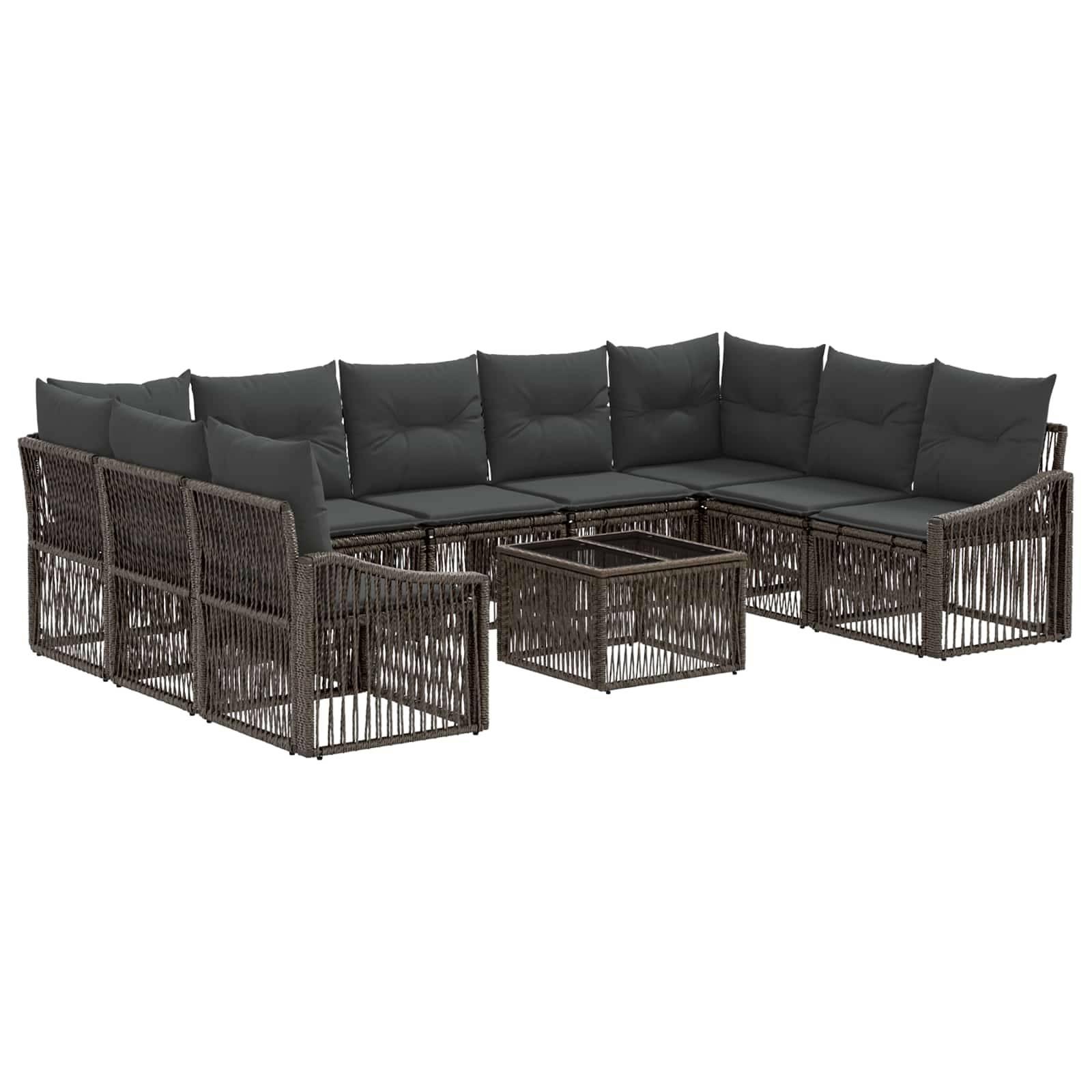 vidaXL Gartensofa-set Verstellbar 10 pcs Grau Poly-Rattan