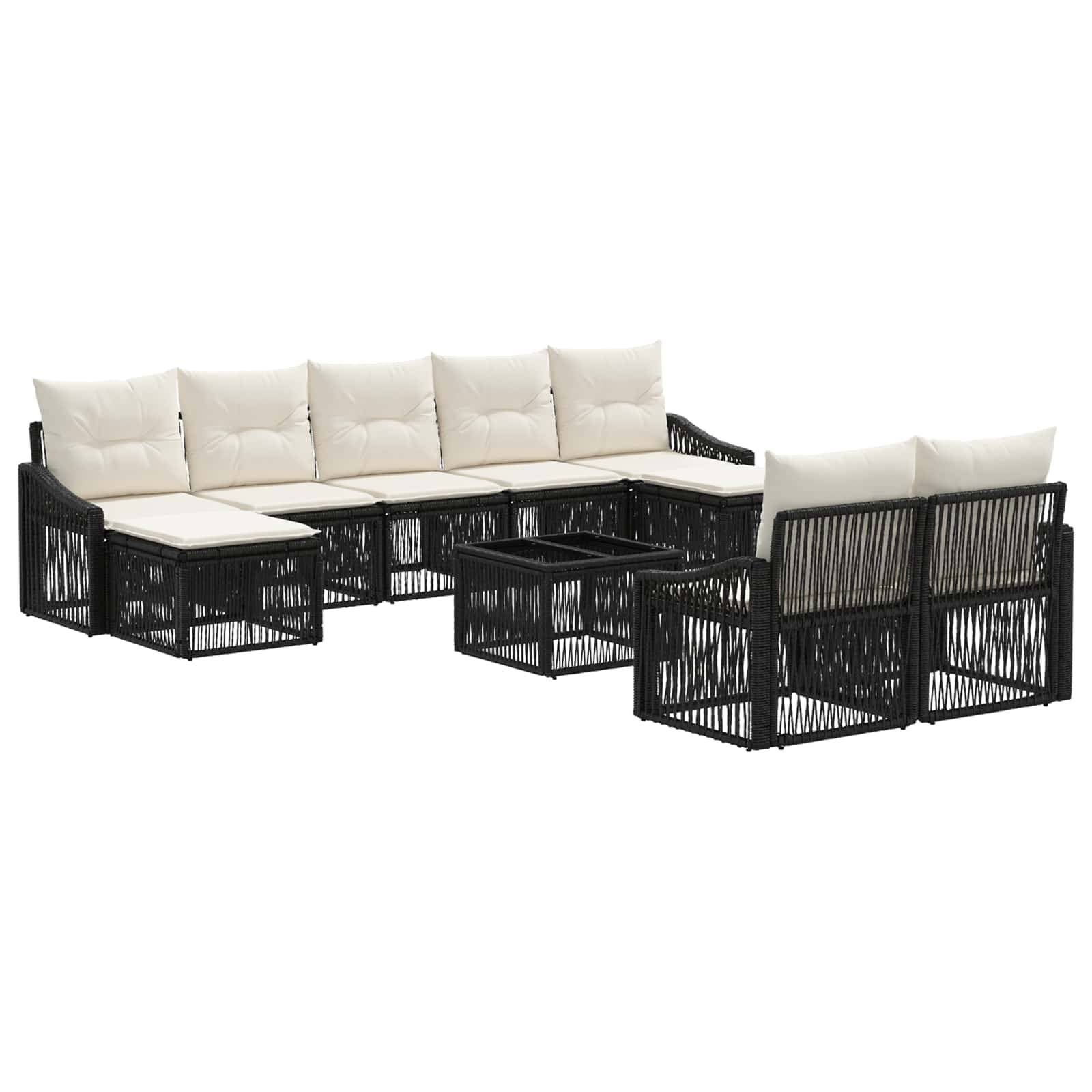 vidaXL Gartensofa-set 10 pcs Schwarz Poly-Rattan