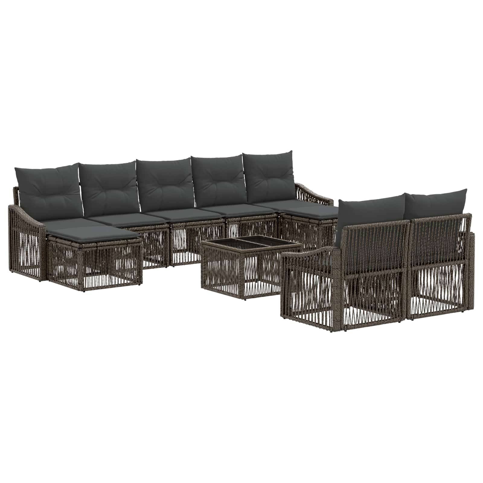 vidaXL Gartensofa-set 10 pcs Grau Poly-Rattan