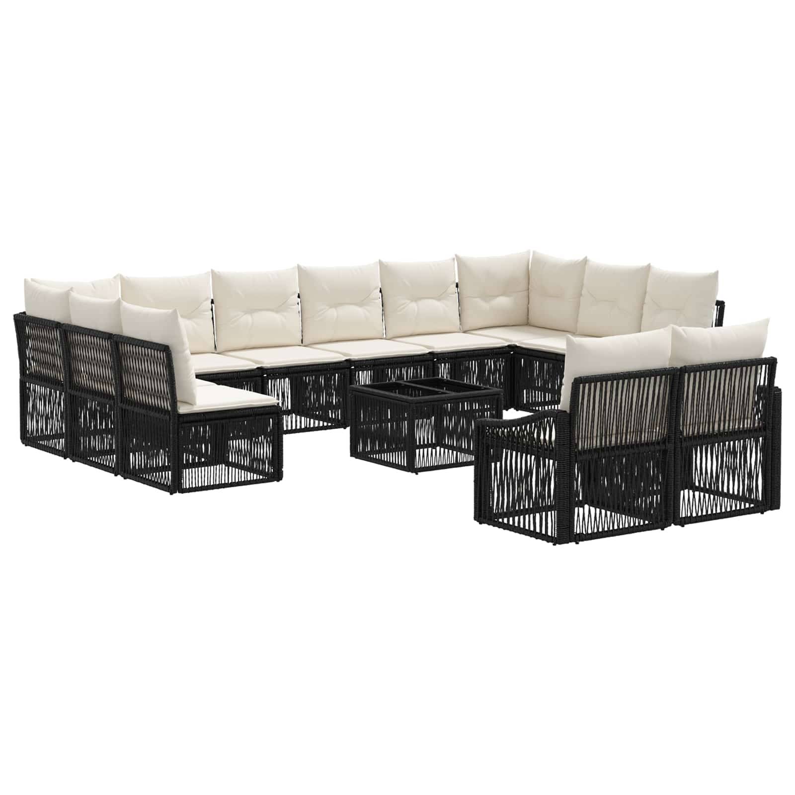 vidaXL Gartensofa-set Verstellbar 13 pcs Schwarz Poly-Rattan