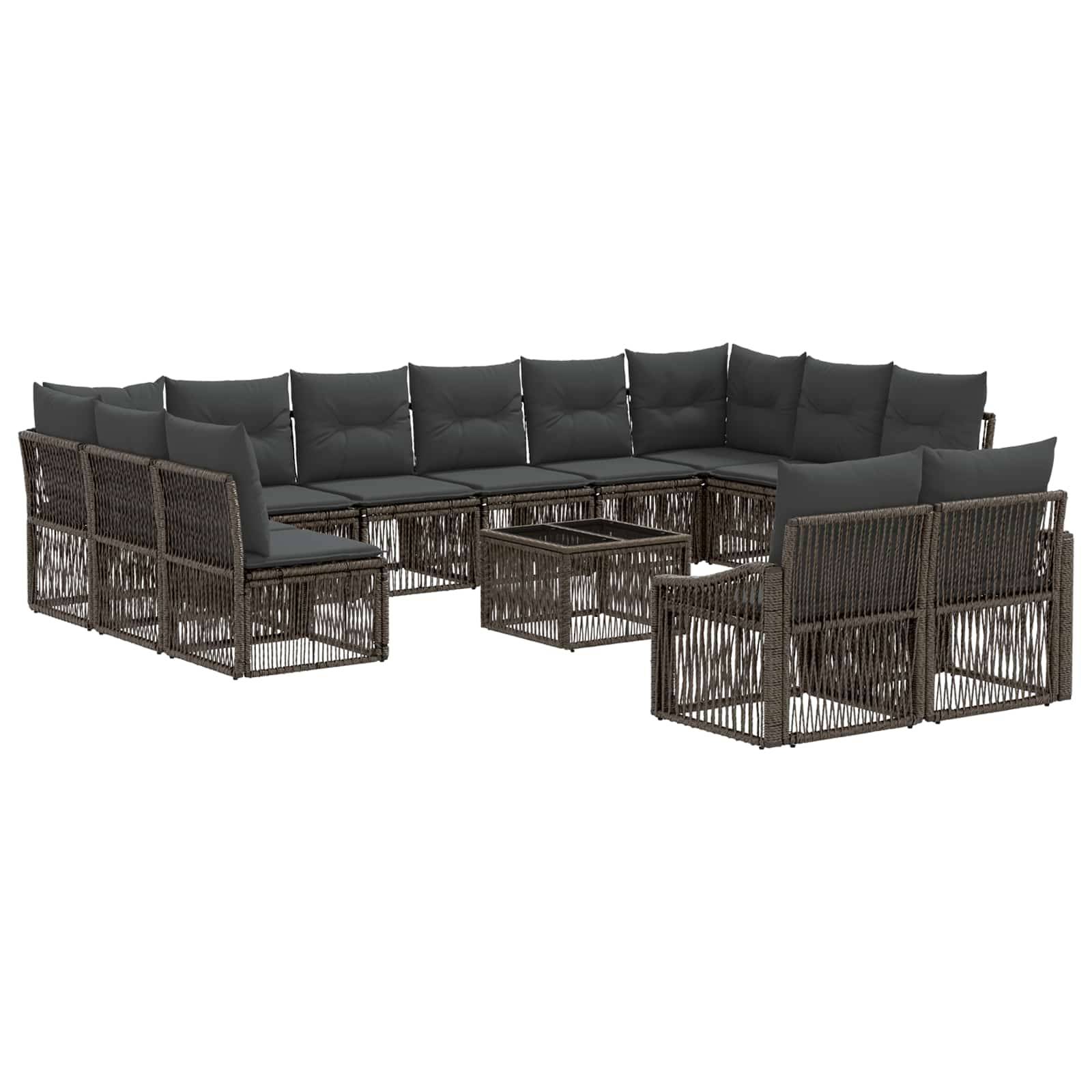 vidaXL Gartensofa-set Verstellbar 13 pcs Grau Poly-Rattan