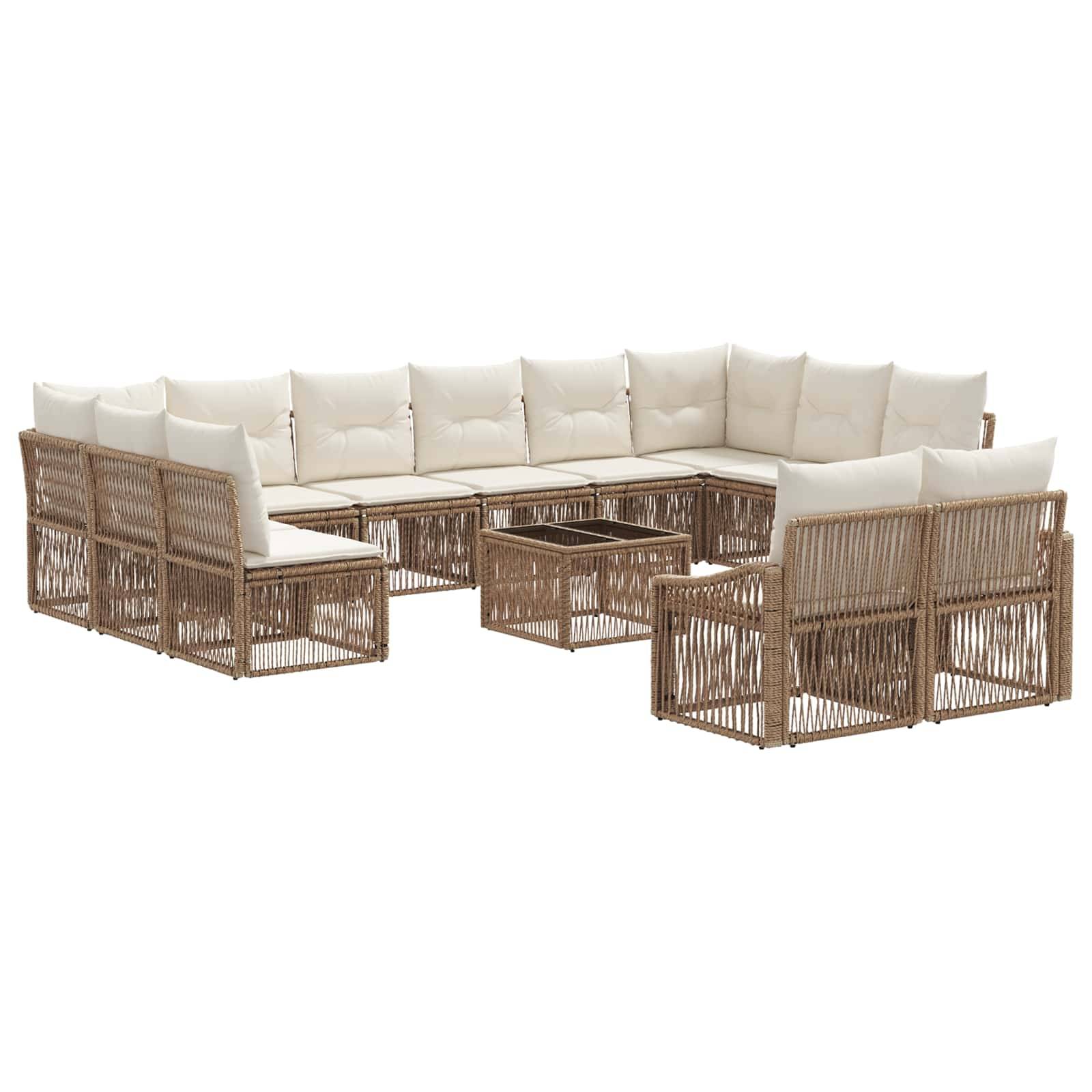 vidaXL Gartensofa-set Verstellbar 13 pcs Beige Poly-Rattan