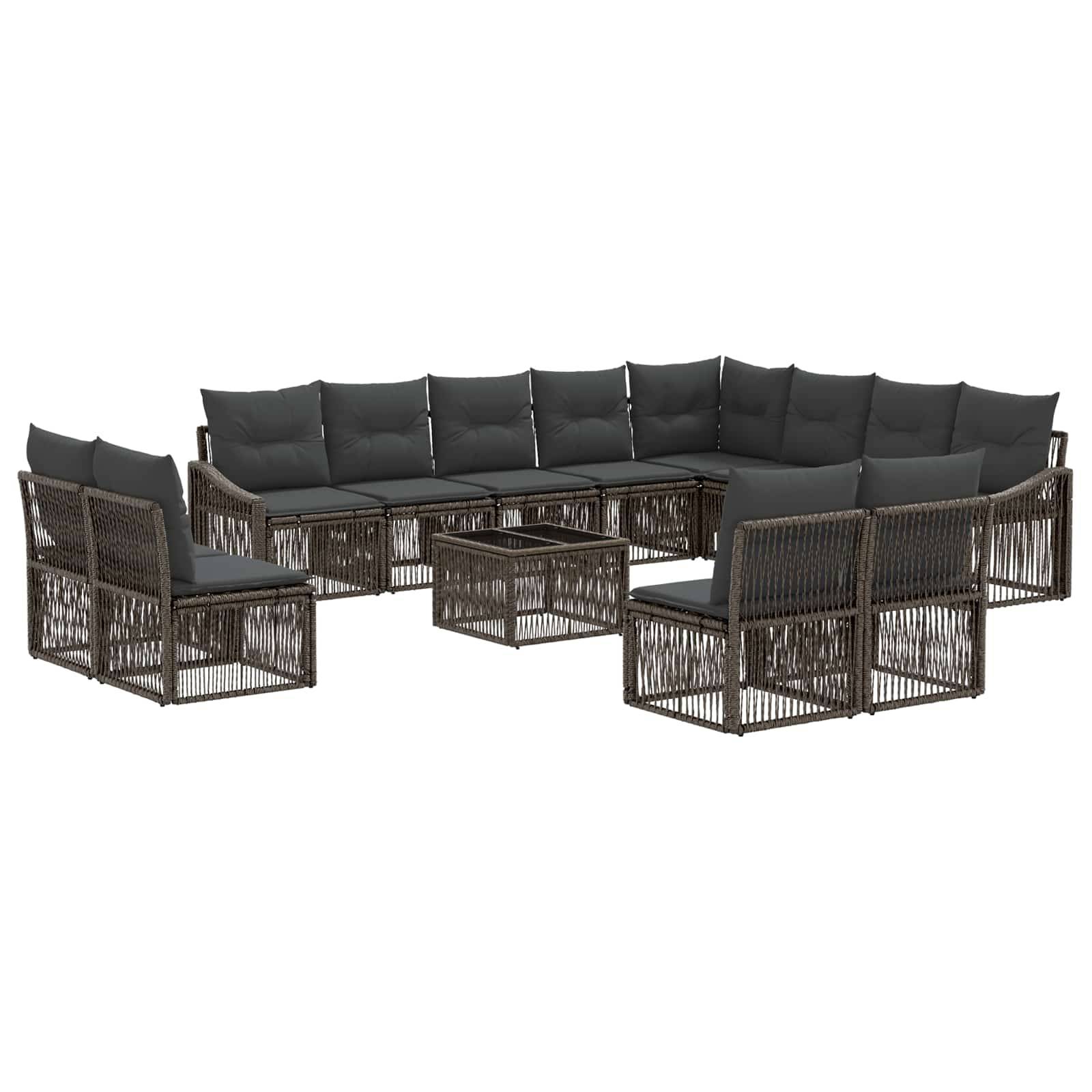 vidaXL Gartensofa-set 13 pcs Grau Poly-Rattan