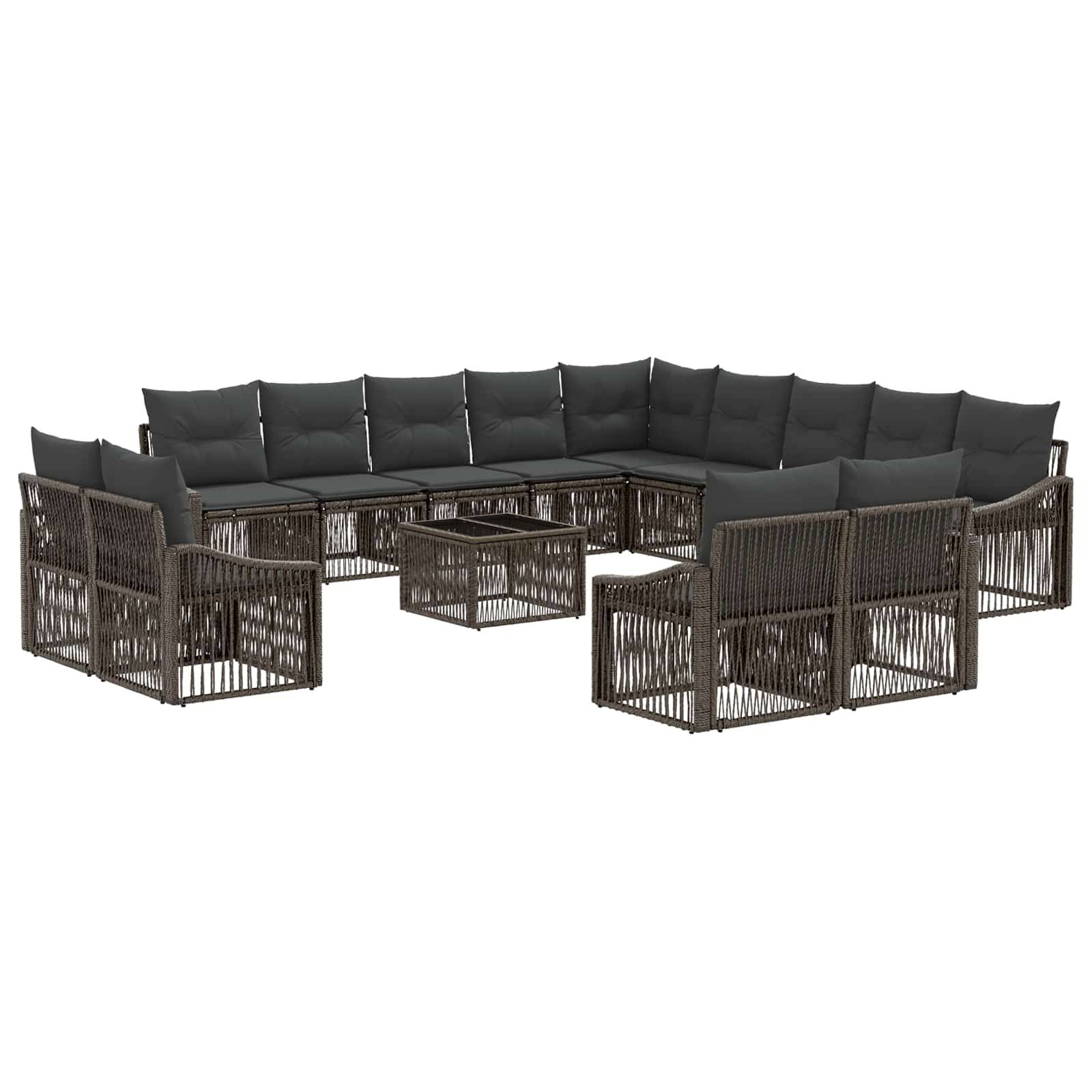 vidaXL Gartensofa-set Verstellbar 14 pcs Grau Poly-Rattan