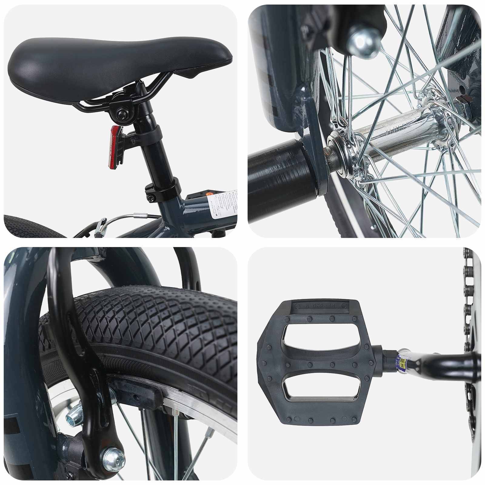 vidaXL BMX Rad 16 Zoll für 5-8 Jahre alt Dunkelgrau