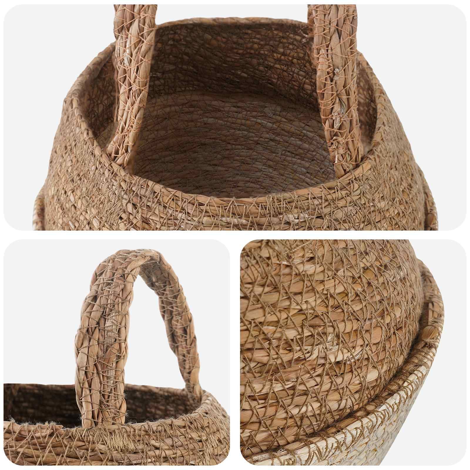 vidaXL Pflanzenkübel mit Griffen 2 pcs Weiß Ø 22 x 20 cm 100% Seegras