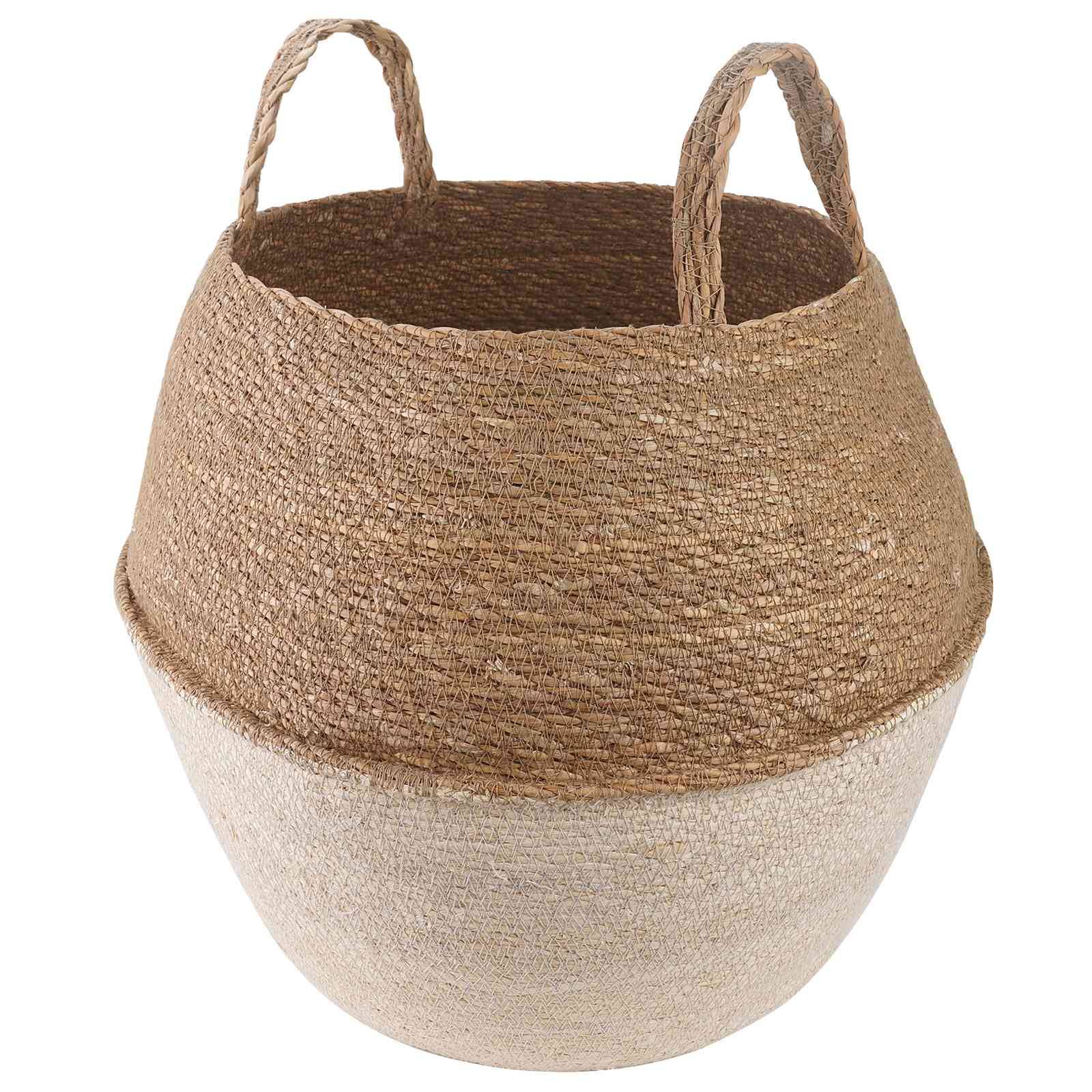 vidaXL Pflanzenkübel mit Griffen Weiß Ø 32 x 32 cm 100% Seegras