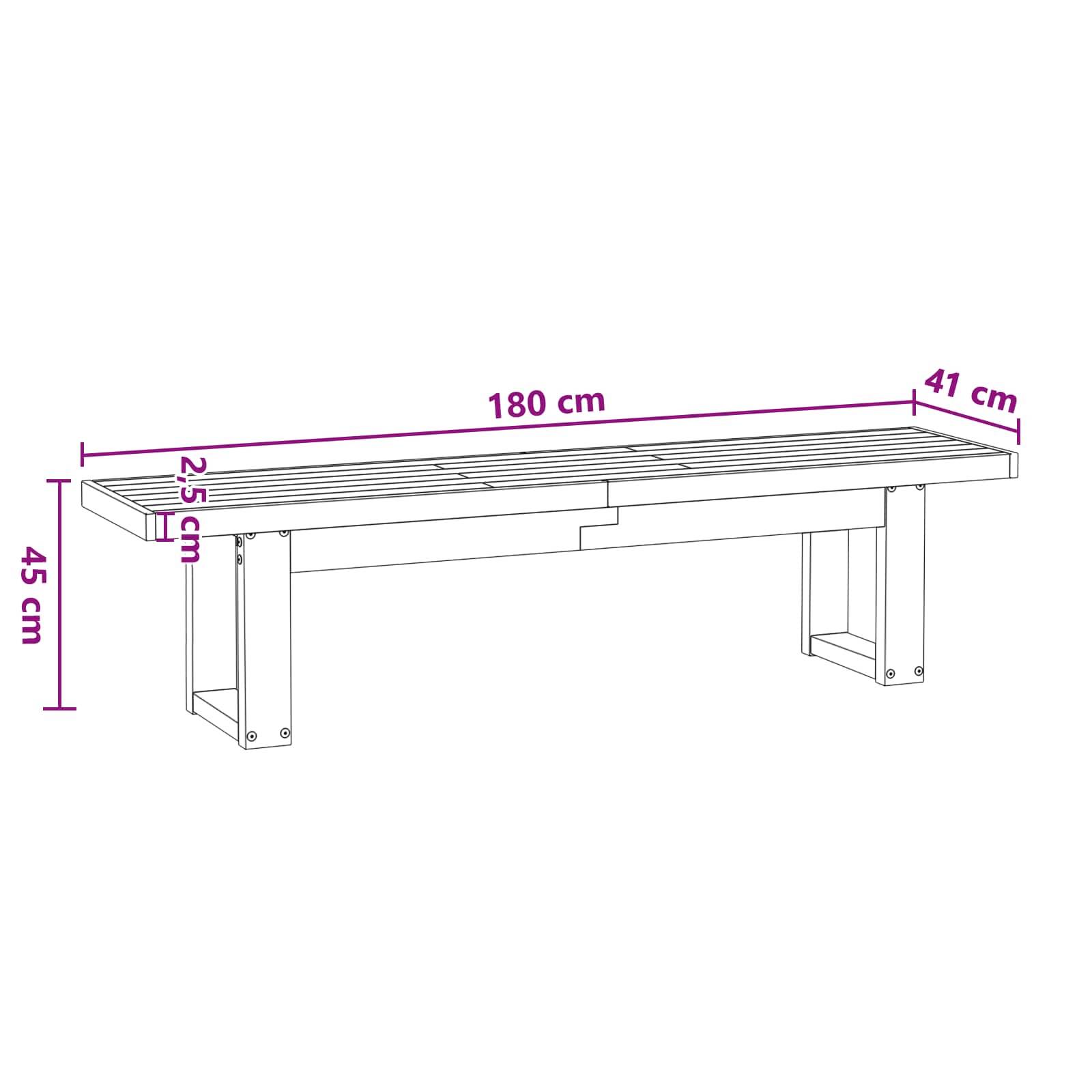 vidaXL Esstischbank NOAIN 180 x 41 x 45 cm Massives Kiefernholz