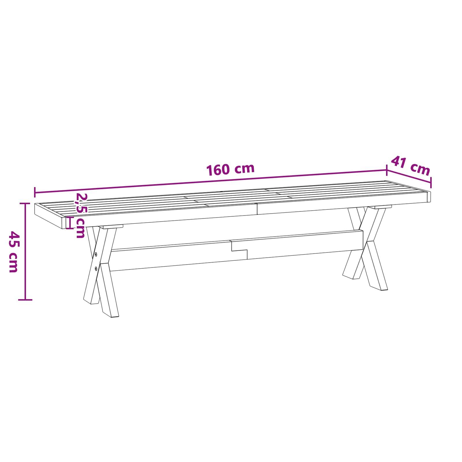 vidaXL Esstischbank NOAIN 160 x 41 x 45 cm Massives Kiefernholz Natur