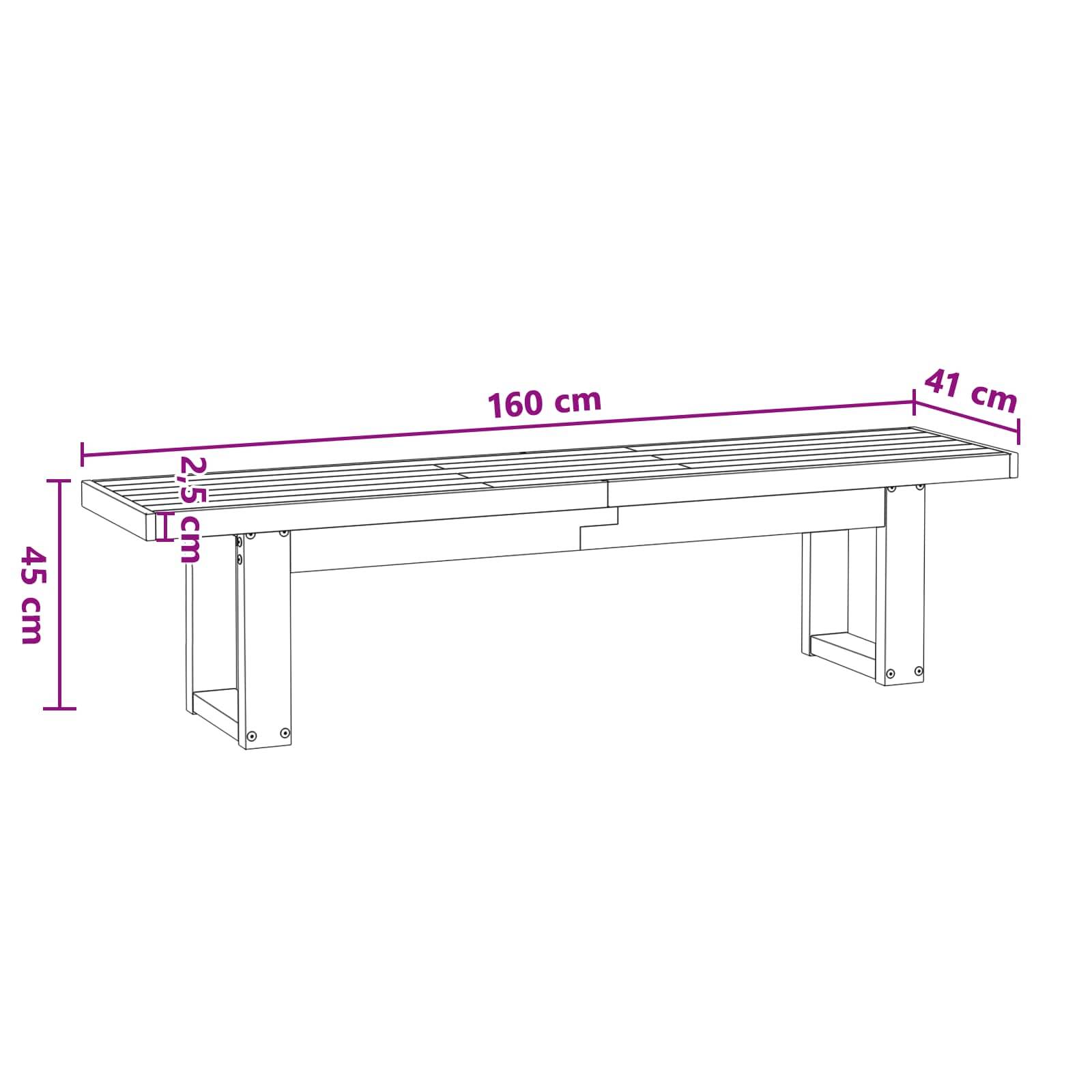 vidaXL Esstischbank NOAIN 160 x 41 x 45 cm Massives Kiefernholz Natur