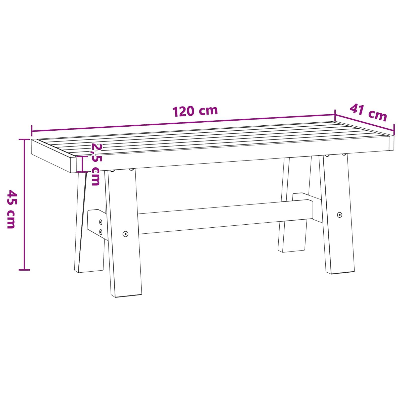 vidaXL Esstischbank NOAIN 120 x 41 x 45 cm Massives Kiefernholz