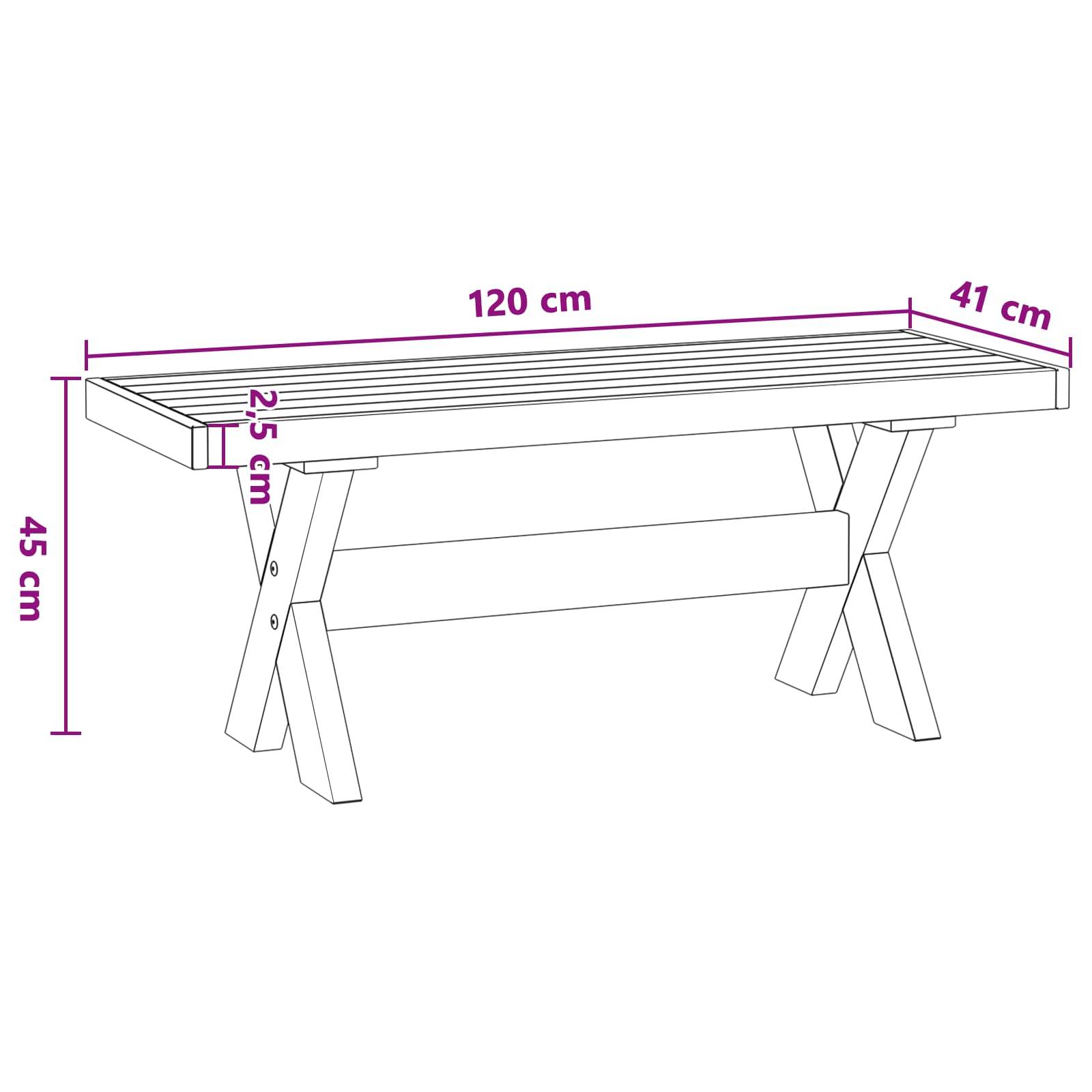vidaXL Esstischbank NOAIN 120 x 41 x 45 cm Massives Kiefernholz Natur